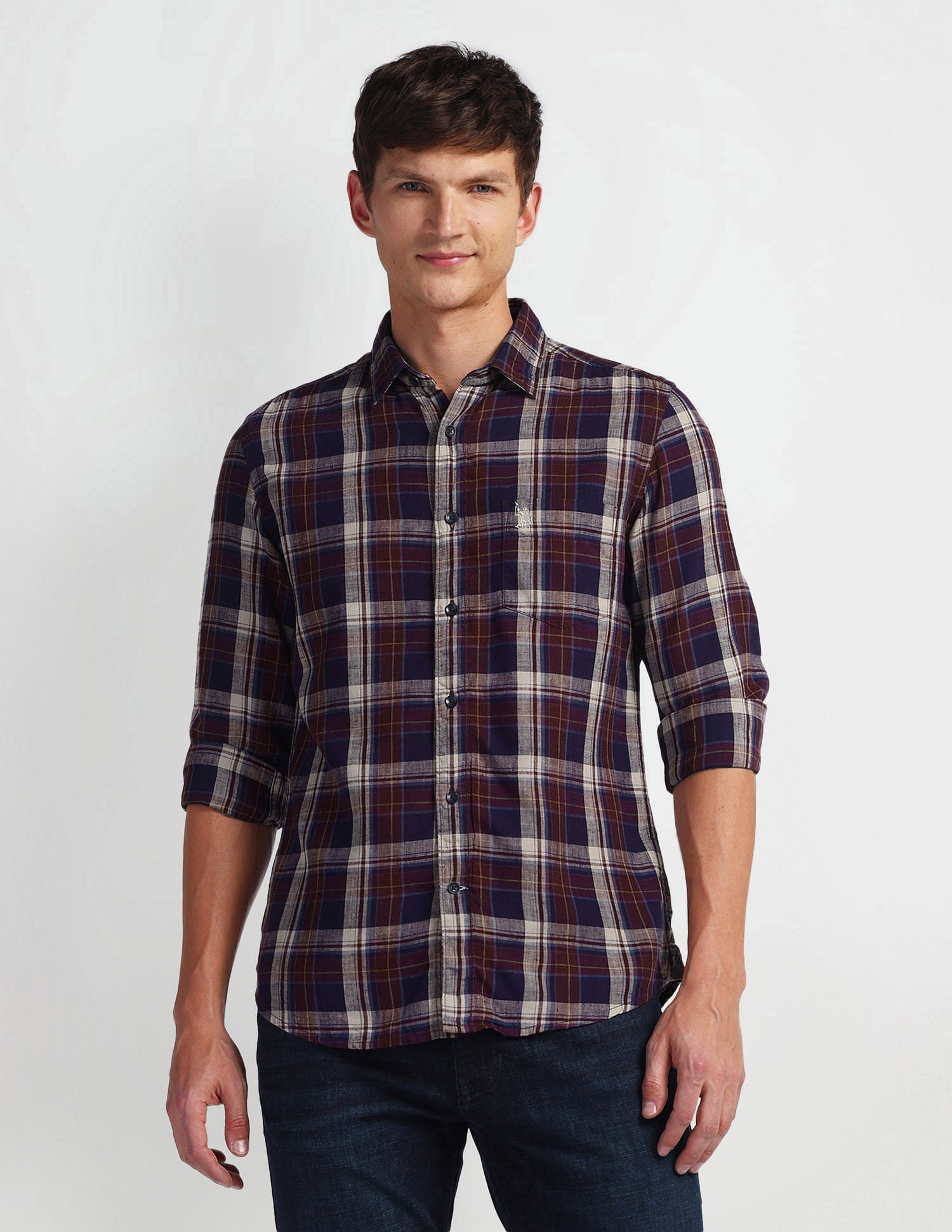 Tartan Check Slim Fit Shirt NAVY BLUE - U.S. Polo Assn. India | Large