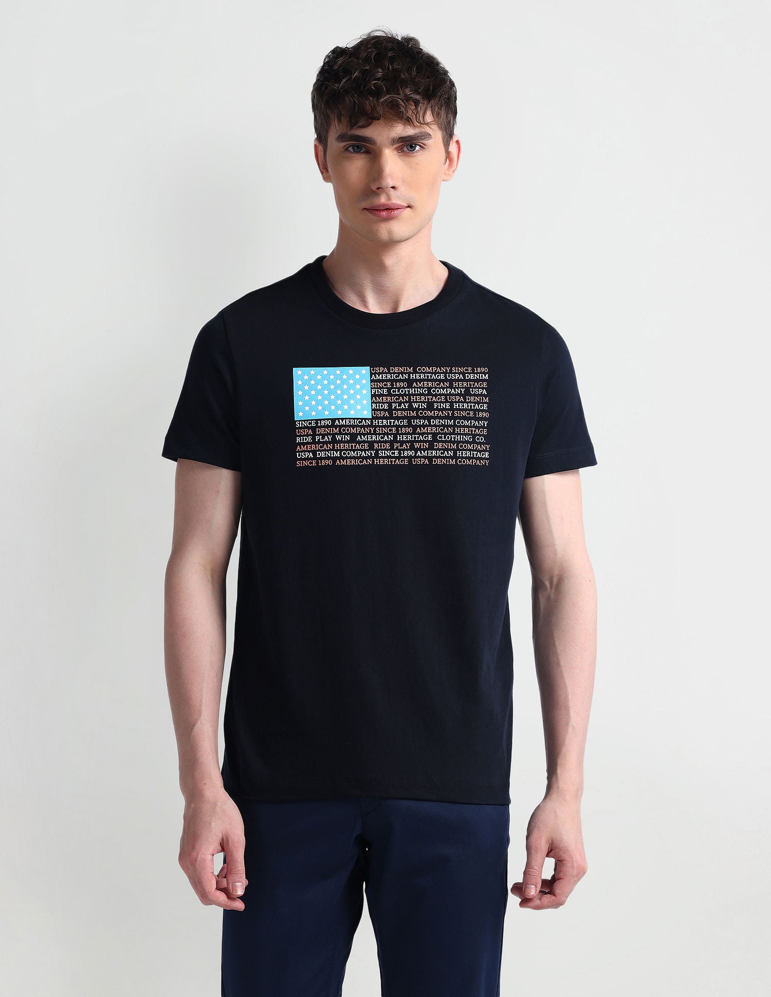 Crew Neck Muscle Fit T-Shirt Navy - U.S. POLO ASSN. | Large