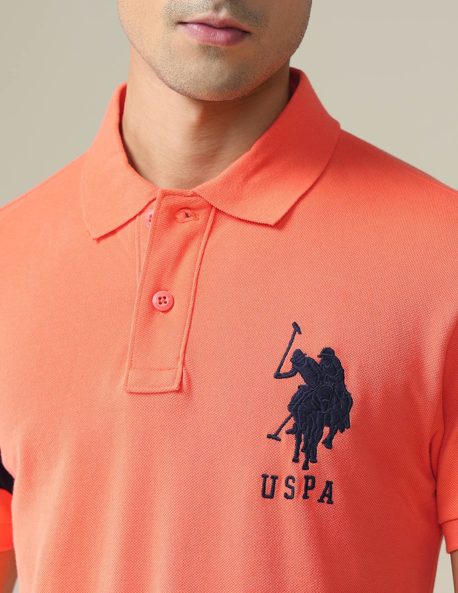 Solid Cotton Polo Shirt Orange - U.S. POLO ASSN. | Large