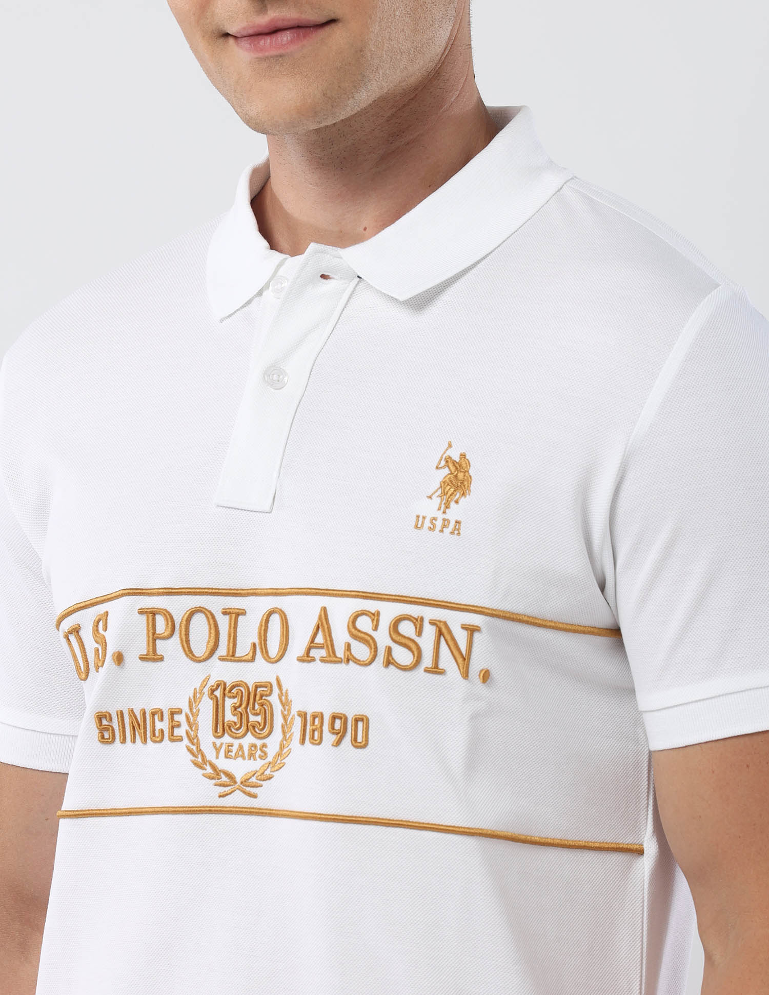 Brand Embroidered135 Anniversary Polo Shirt White - U.S. Polo Assn. India | Large