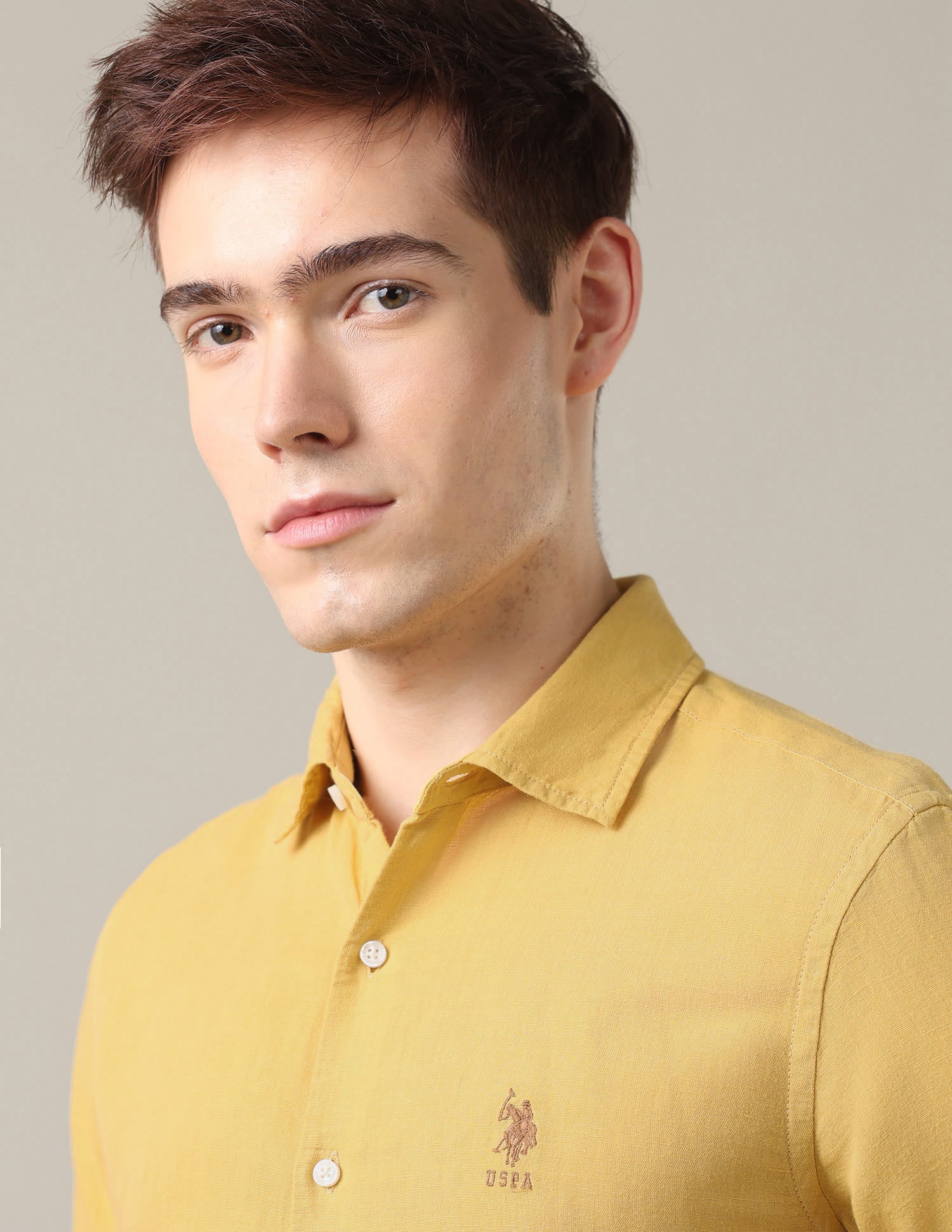 Solid Regular Fit Shirt Yellow - U.S. Polo Assn. India | Large