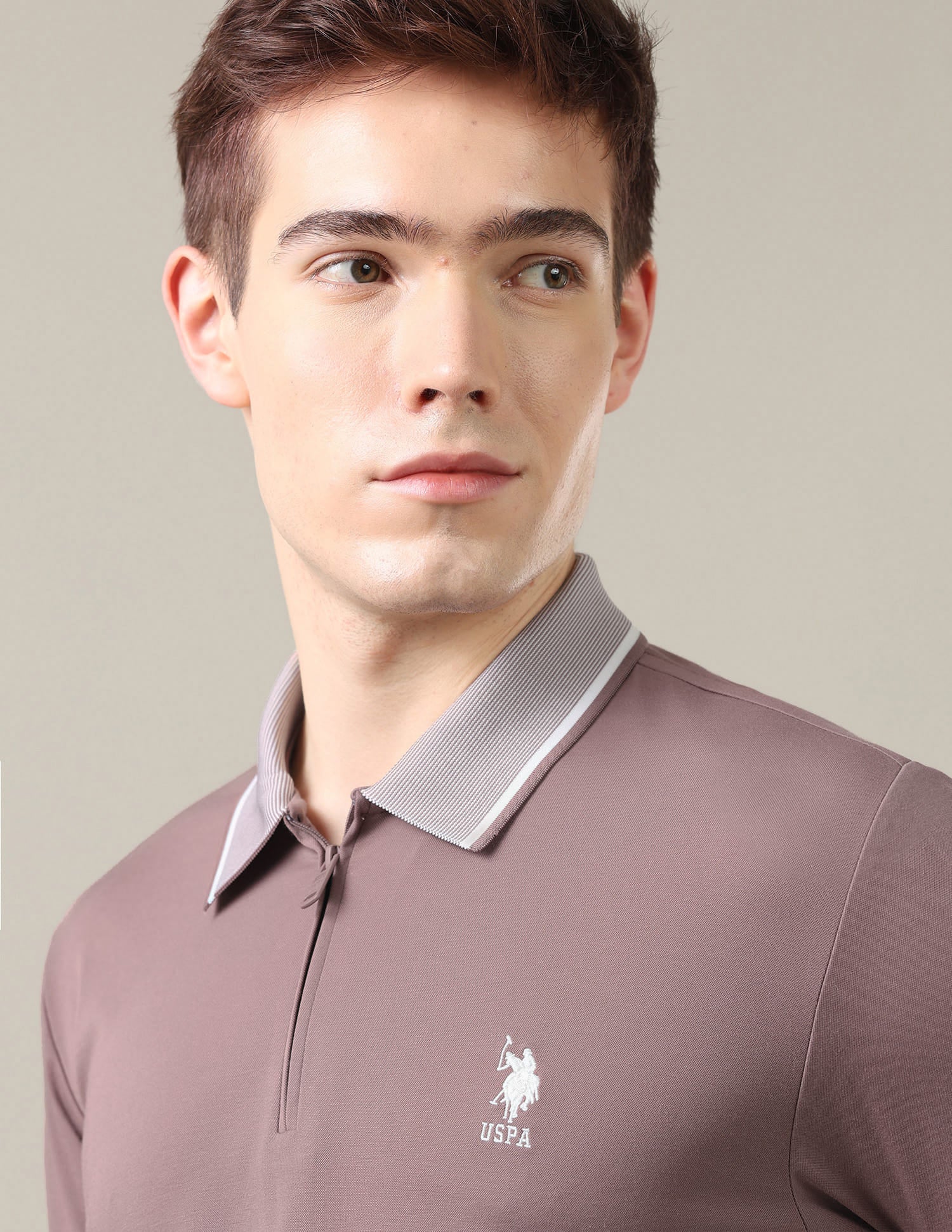Solid Slim Fit Polo Shirt Purple - U.S. Polo Assn. India | Large