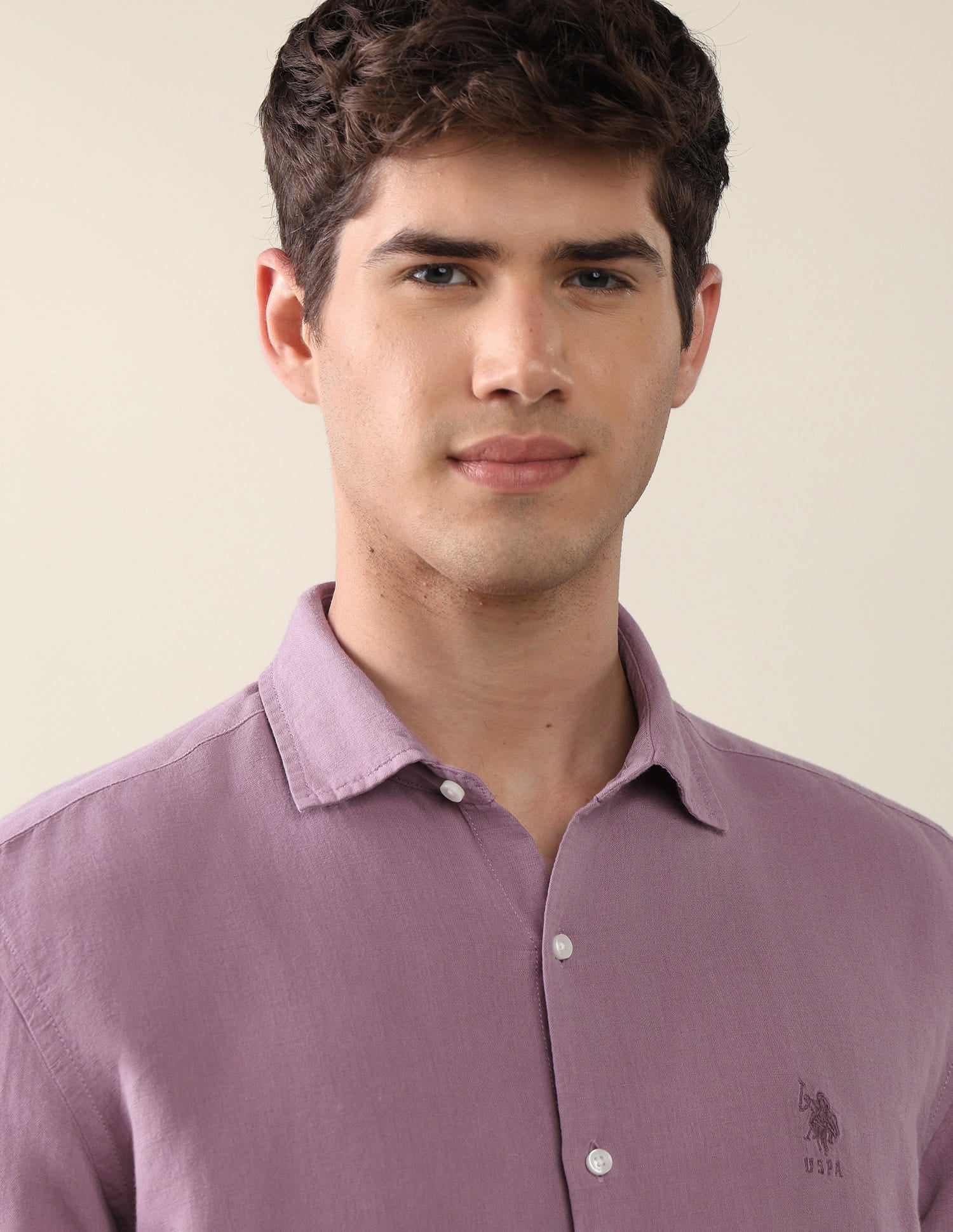 Solid Regular Fit Shirt Purple - U.S. Polo Assn. India | Large