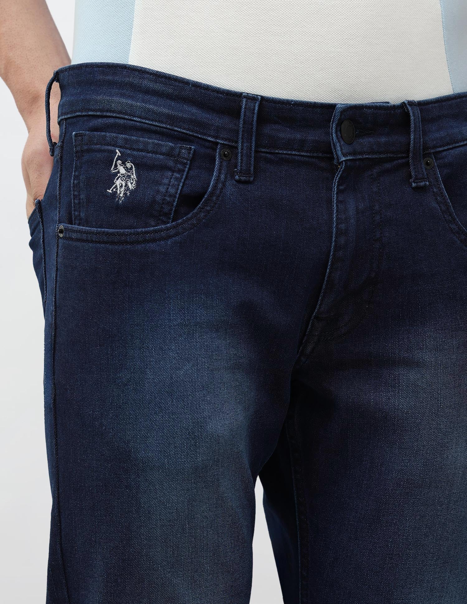 Brandon Slim Tapered Fit Stone Washed Jeans Indigo - U.S. POLO ASSN. | Large