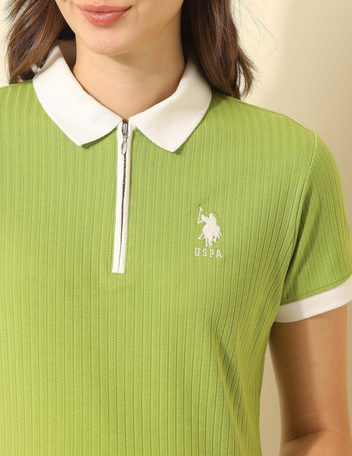 Regular Fit Textured Polo Shirt Green - U.S. Polo Assn. India | Large