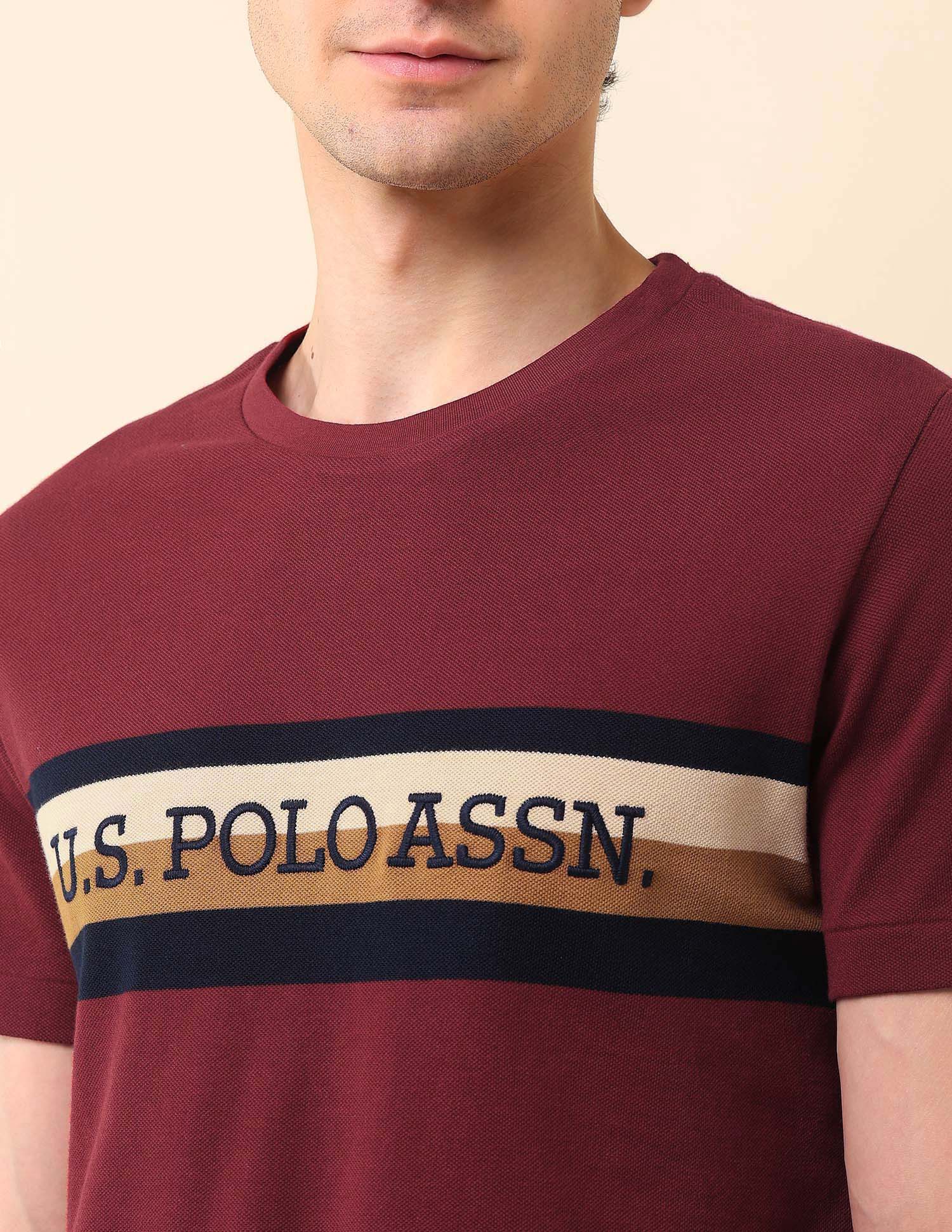 Brand Embroidered Gold Cup T-Shirt Maroon - U.S. Polo Assn. India | Large