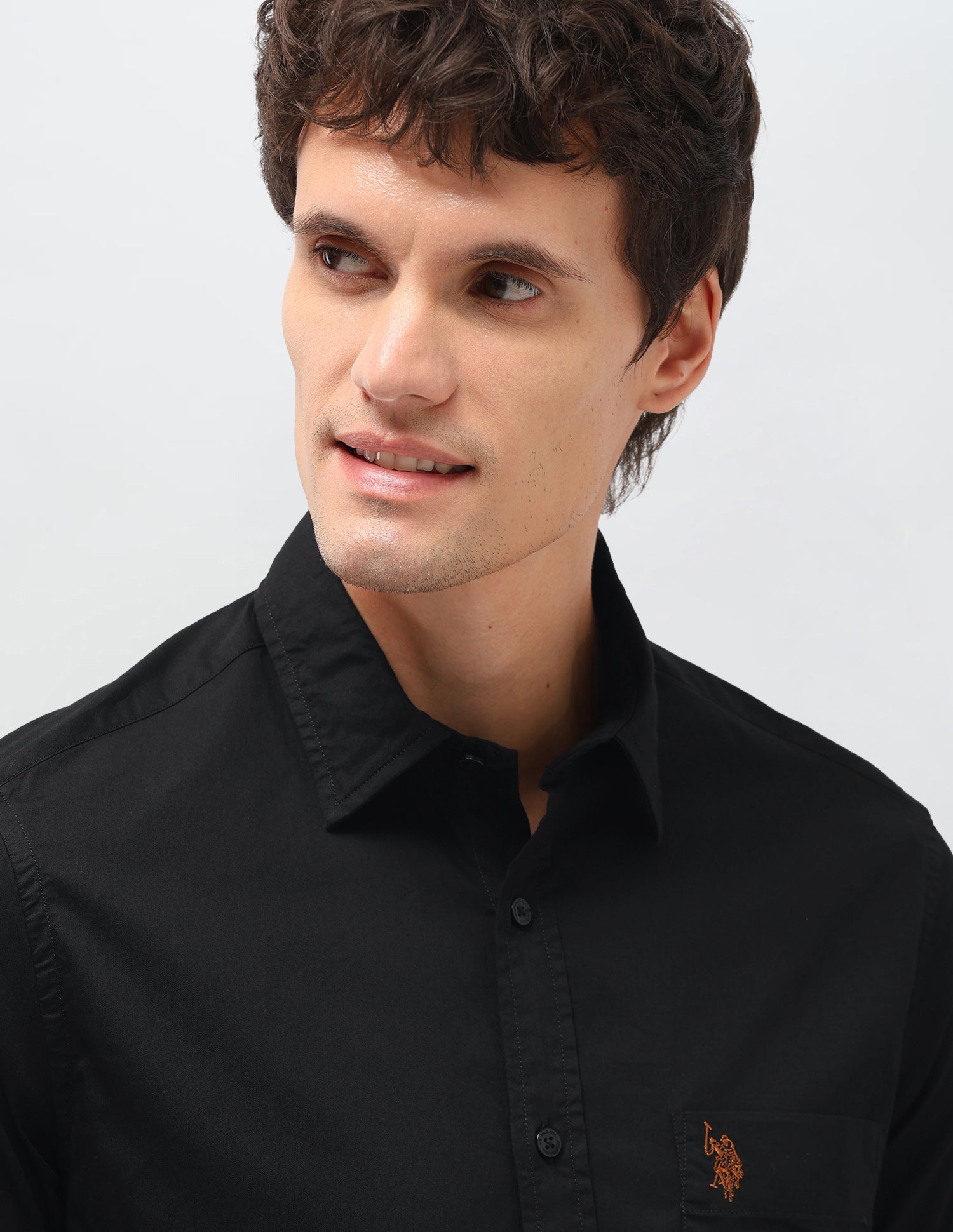 Twill Solid Shirt Black - U.S. Polo Assn. India | Large