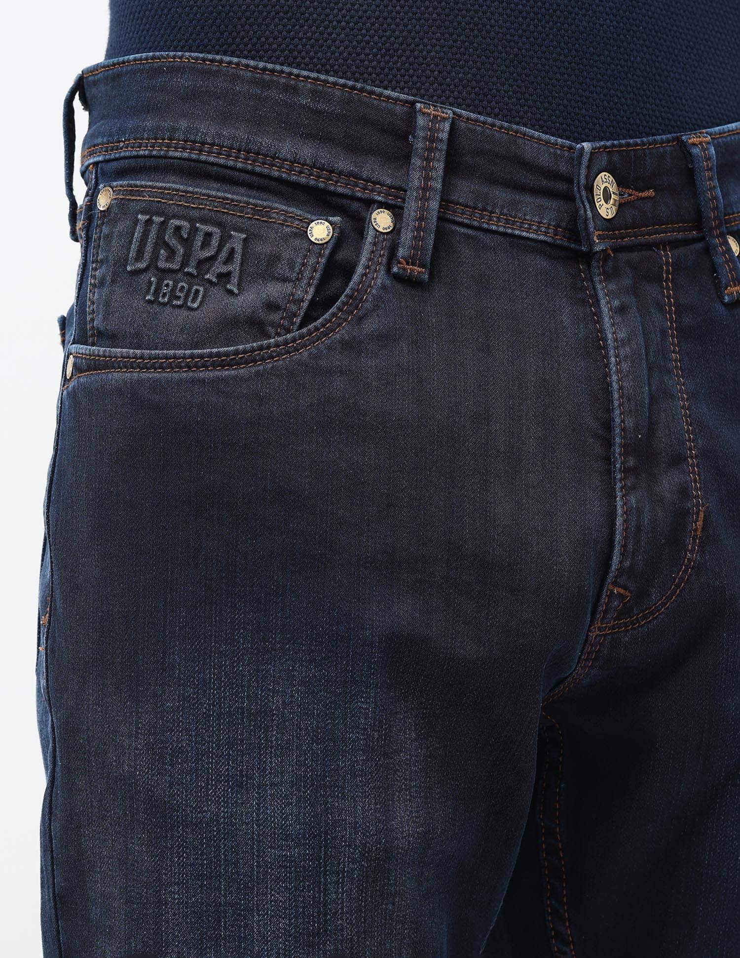 Brandon Slim Tapered Fit Blue Jeans Dark Blue - U.S. POLO ASSN. | Large