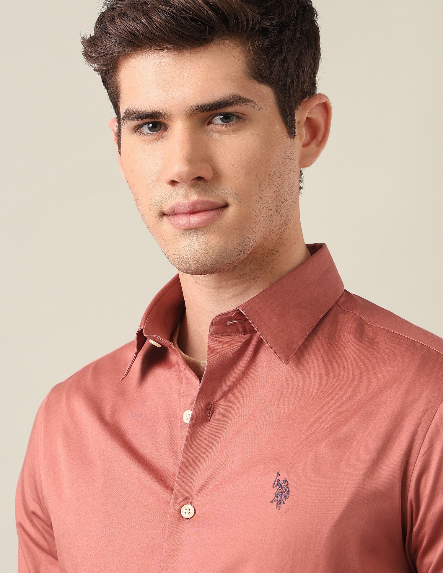 Satin Tailored Fit Shirt Rust - U.S. Polo Assn. India | Large