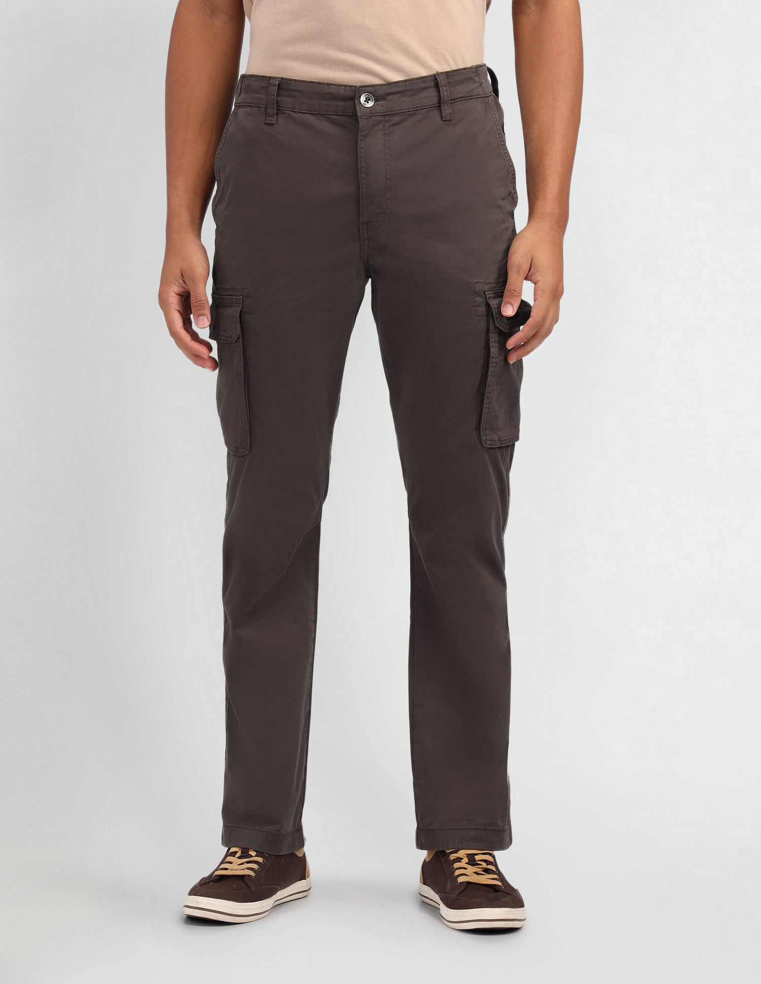 Solid Straight Fit Trousers Choco Brown - U.S. Polo Assn. India | Large