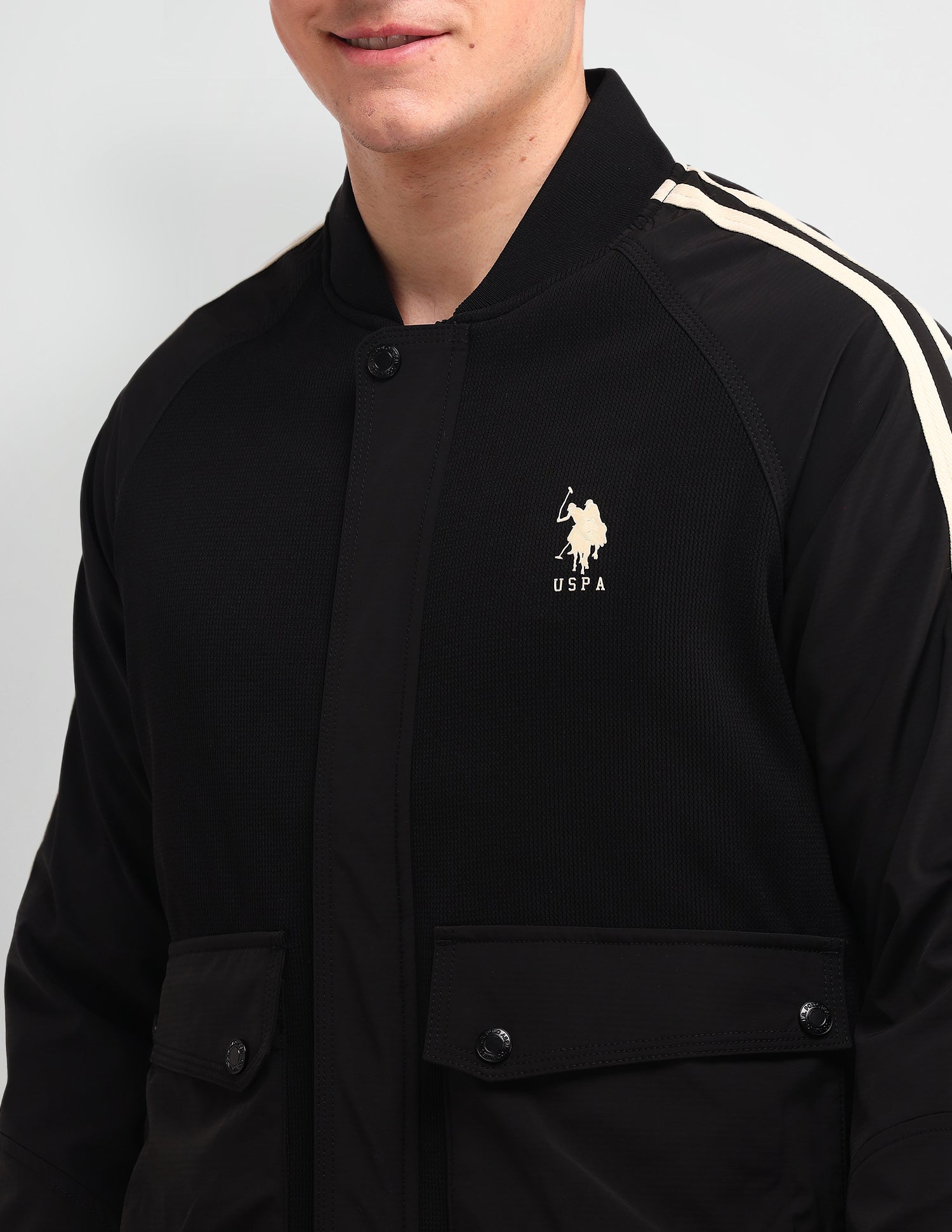 Vertical Stripes Regular Fit Jacket Black - U.S. Polo Assn. India | Large