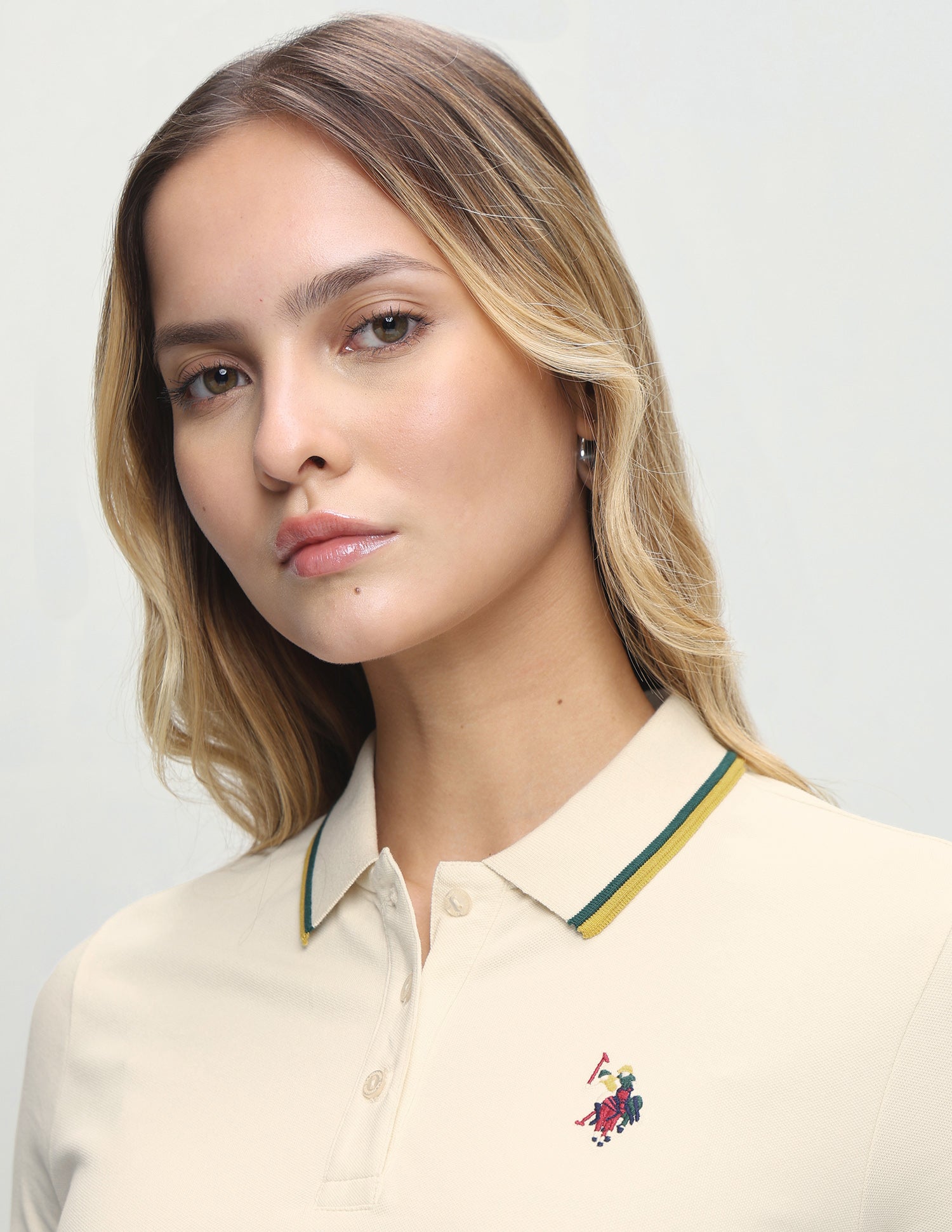 Solid Regular Fit Polo Shirt Ecru - U.S. Polo Assn. India | Large