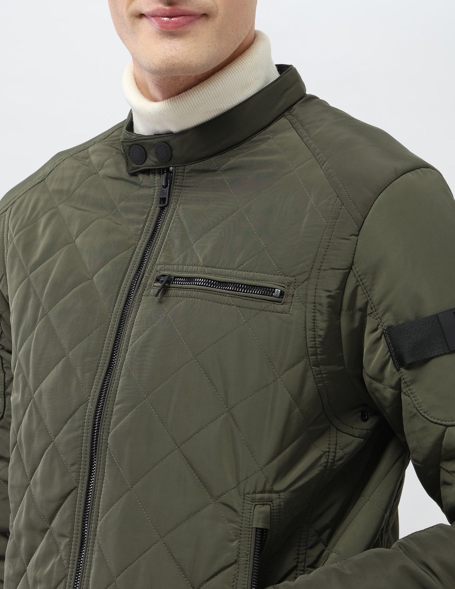 Solid Regular Fit Jacket Olive - U.S. Polo Assn. India | Large