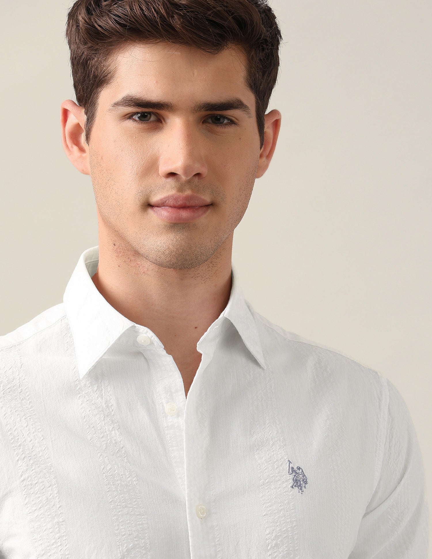 Vertical Striped Seersucker Shirt White - U.S. Polo Assn. India | Large