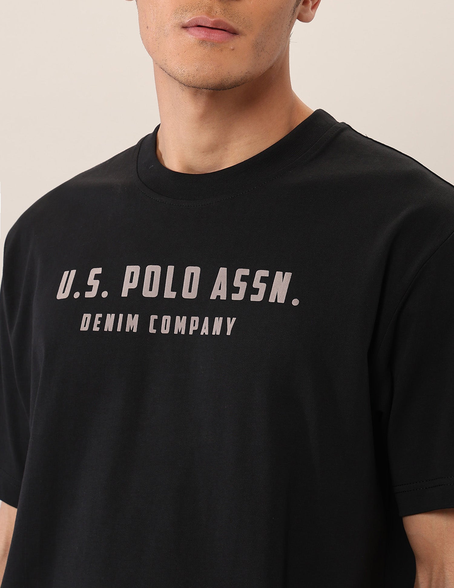 Brand Printed Oversized Fit T-Shirt Black - U.S. Polo Assn. India | Large