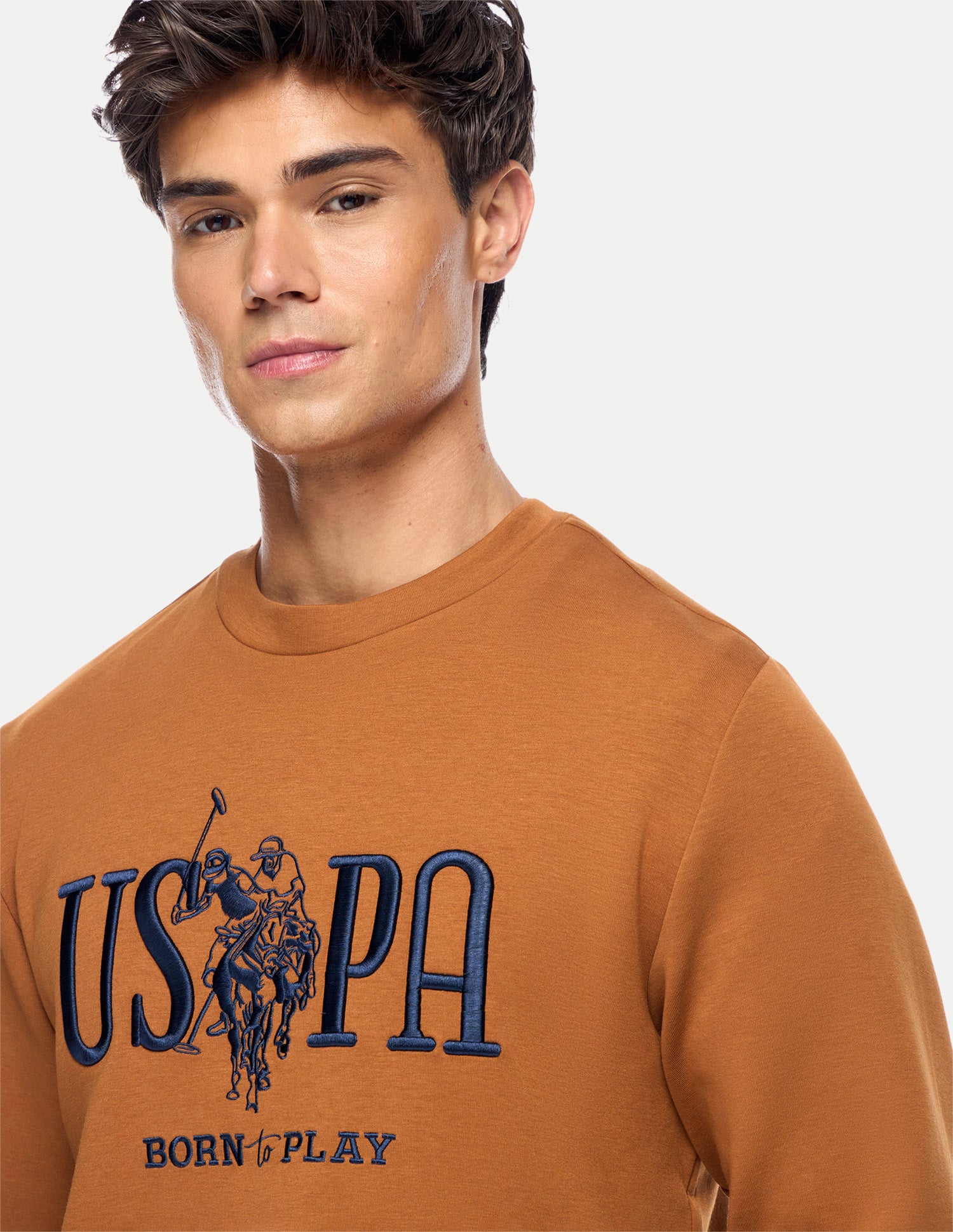 Brand Embroidered Slim Fit Sweatshirt Orange - U.S. Polo Assn. India | Large