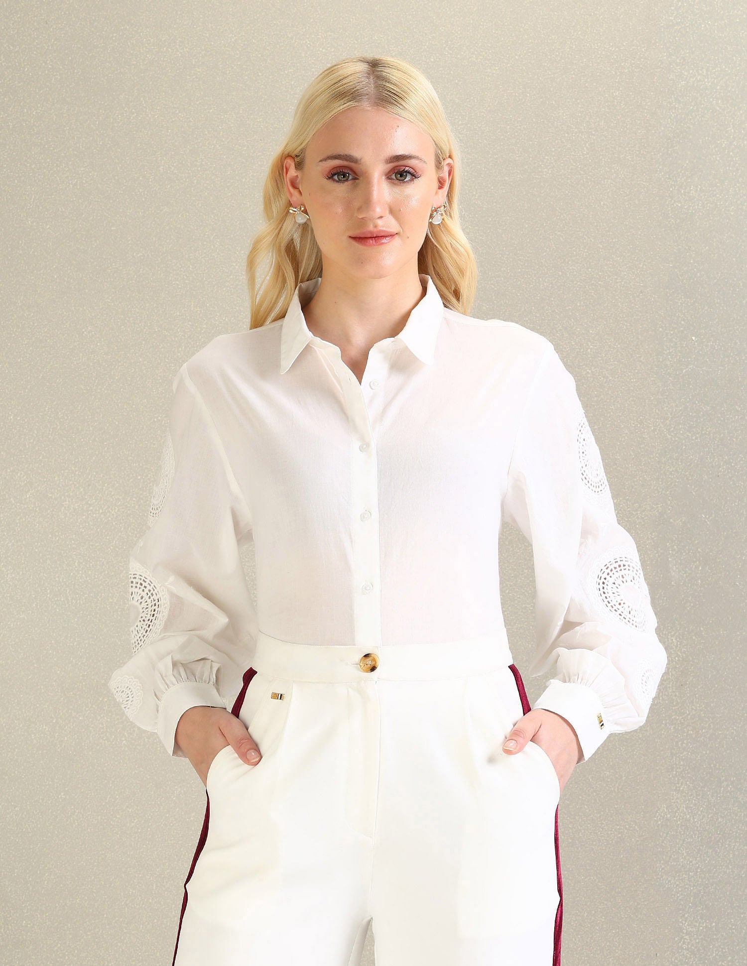 Pure Cotton Cutwork Embroidery Top White - U.S. Polo Assn. India | Large