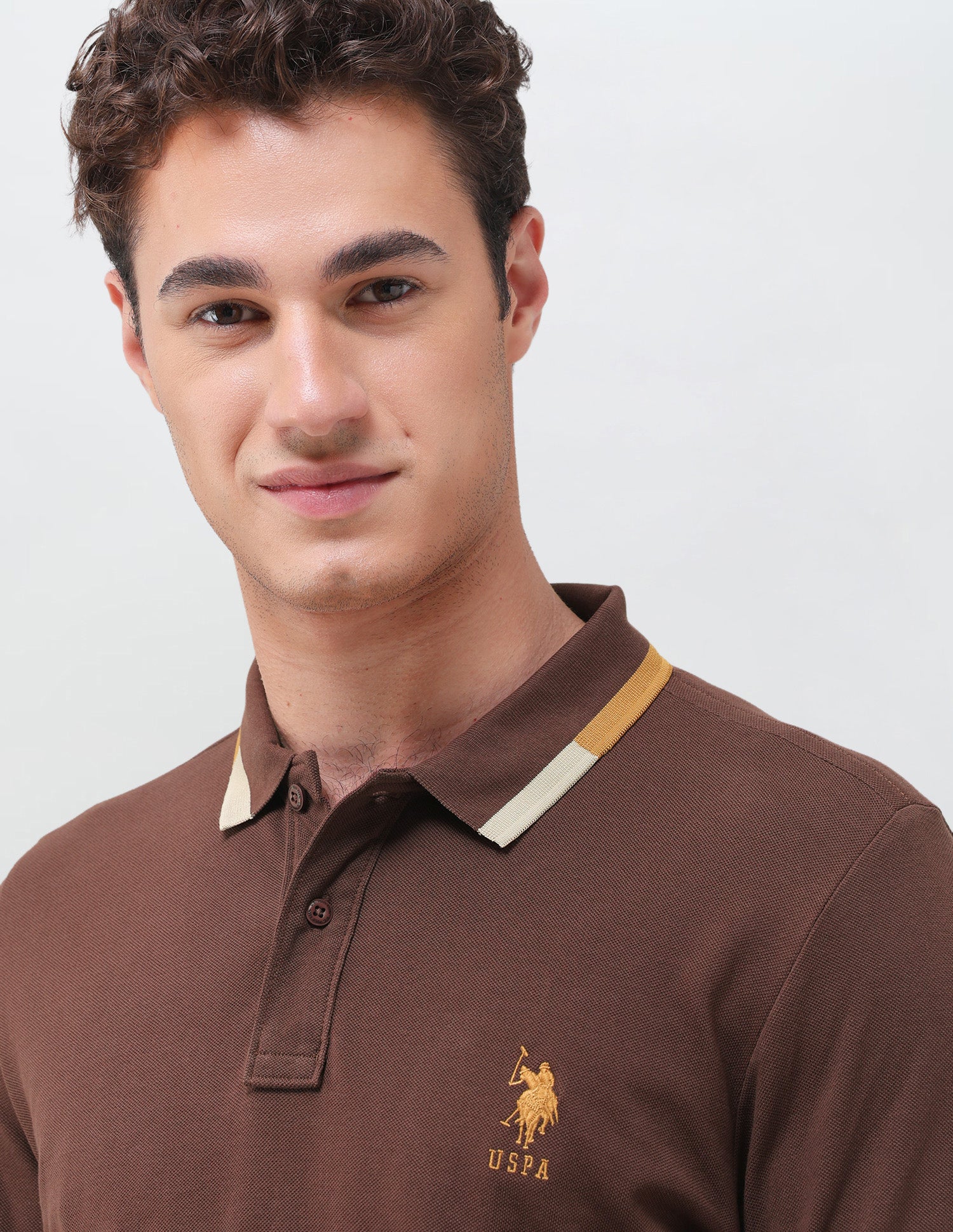 Solid Regular Fit Polo Shirt Dark Brown - U.S. Polo Assn. India | Large