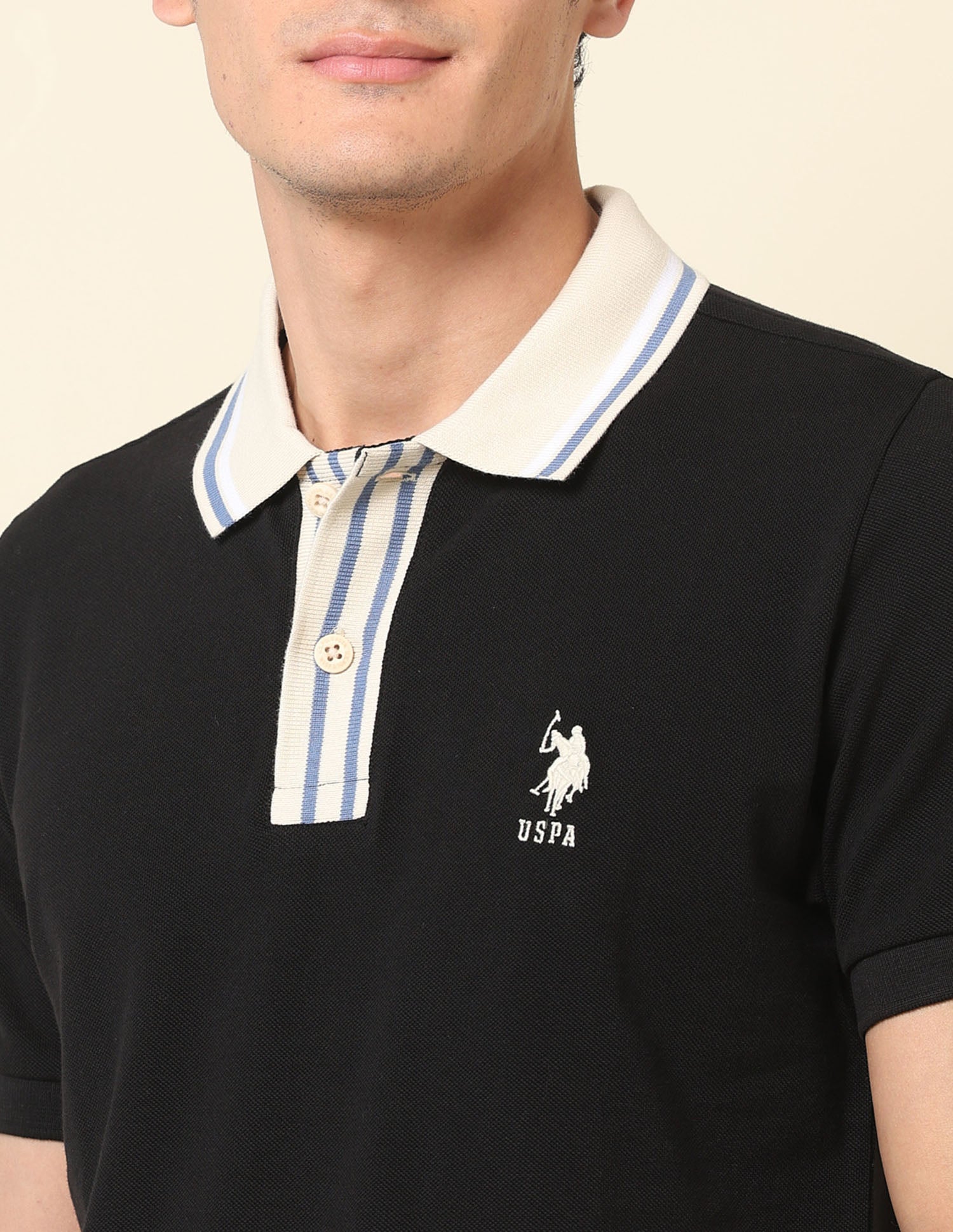 Pure Cotton Slim Fit Classic Polo Shirt Black - U.S. Polo Assn. India | Large