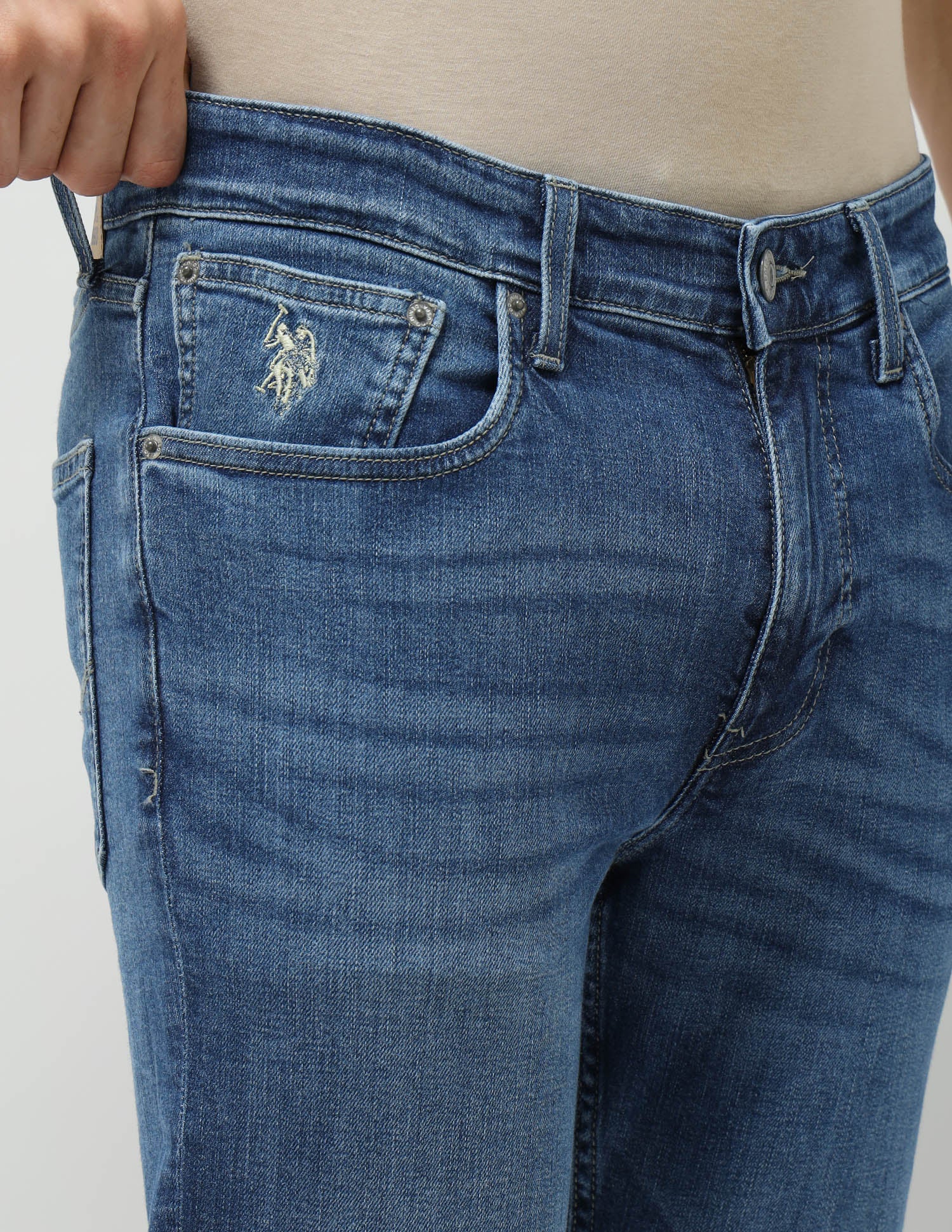 Cole Comfort Cropped Fit Blue Jeans Blue - U.S. POLO ASSN. | Large