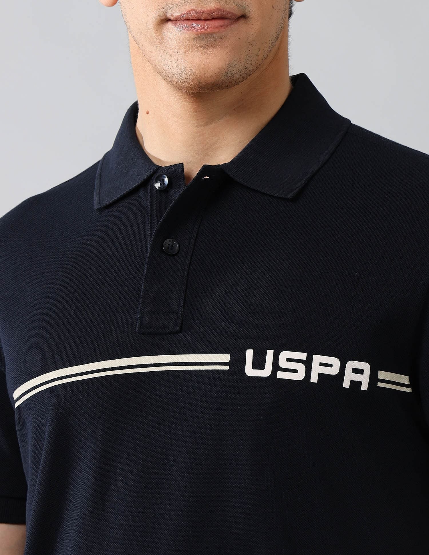 Brand Printed Muscle Fit Polo Shirt Navy - U.S. POLO ASSN. | Large