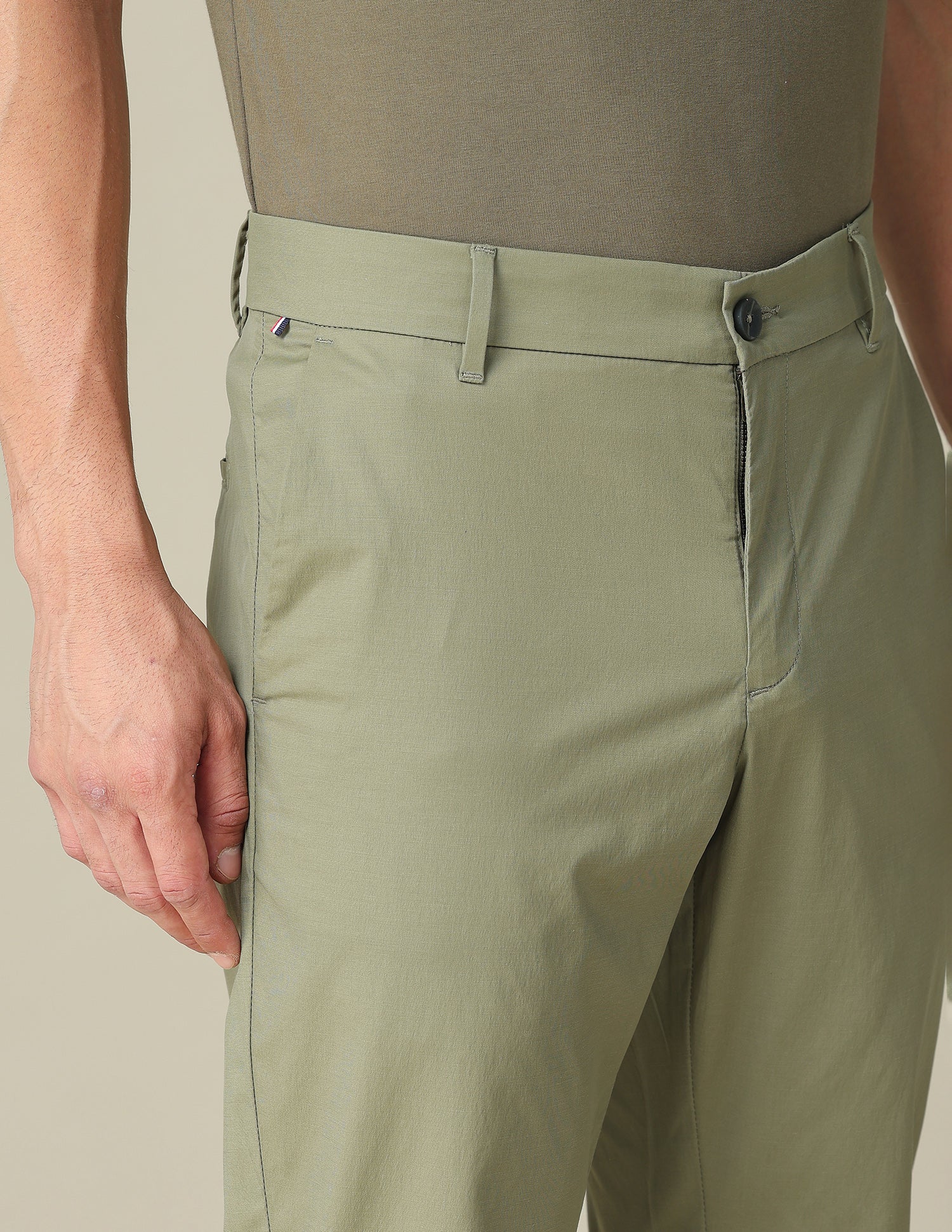 Solid Denver Slim Fit Trousers Light Olive - U.S. POLO ASSN. | Large