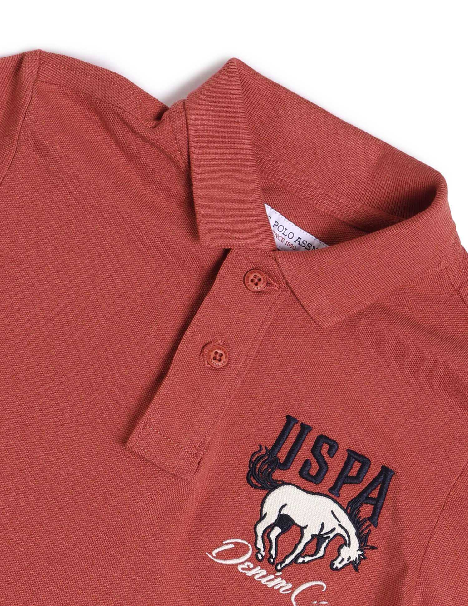 Boys Brand Printed Regular Fit Polo Shirt Medium Red - U.S. POLO ASSN. | Large