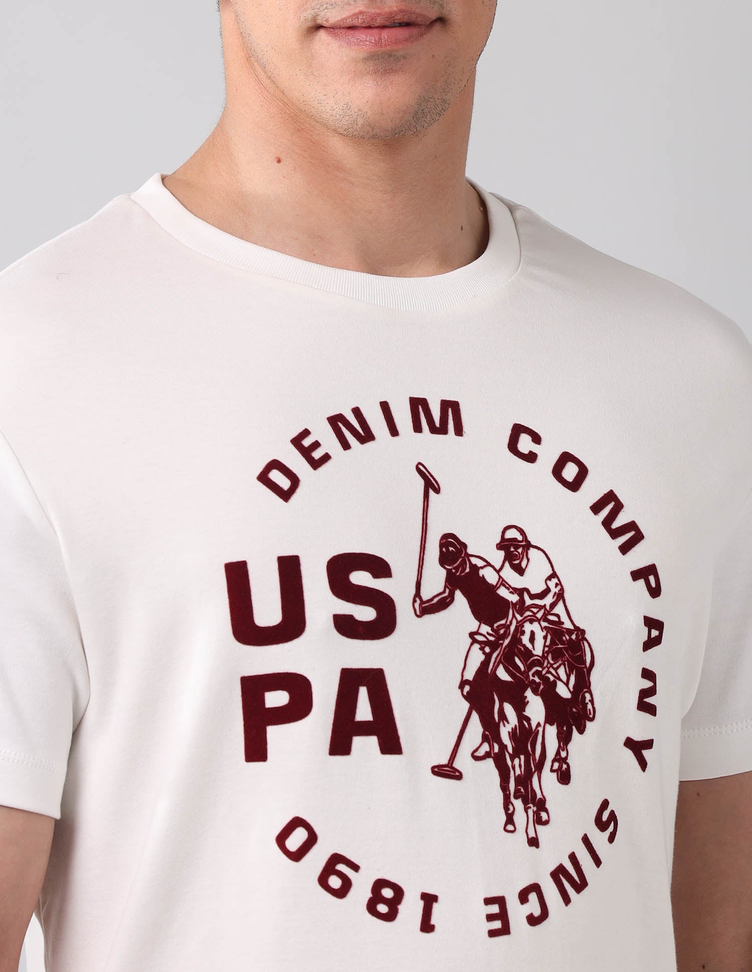 Brand Printed Americana T-Shirt Ivory - U.S. Polo Assn. India | Large
