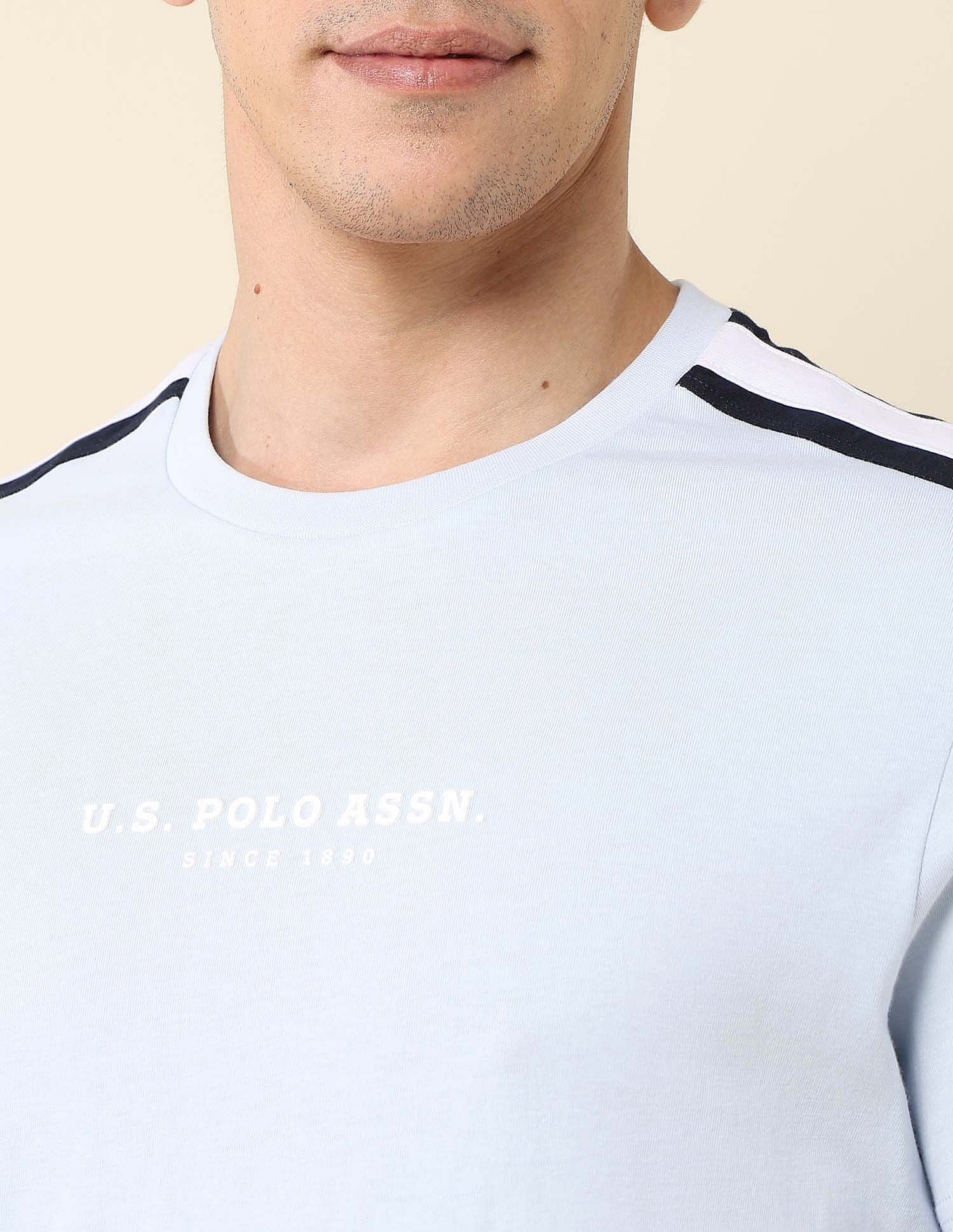 Contrast Taped Slim Fit T-Shirt Light Blue - U.S. POLO ASSN. | Large
