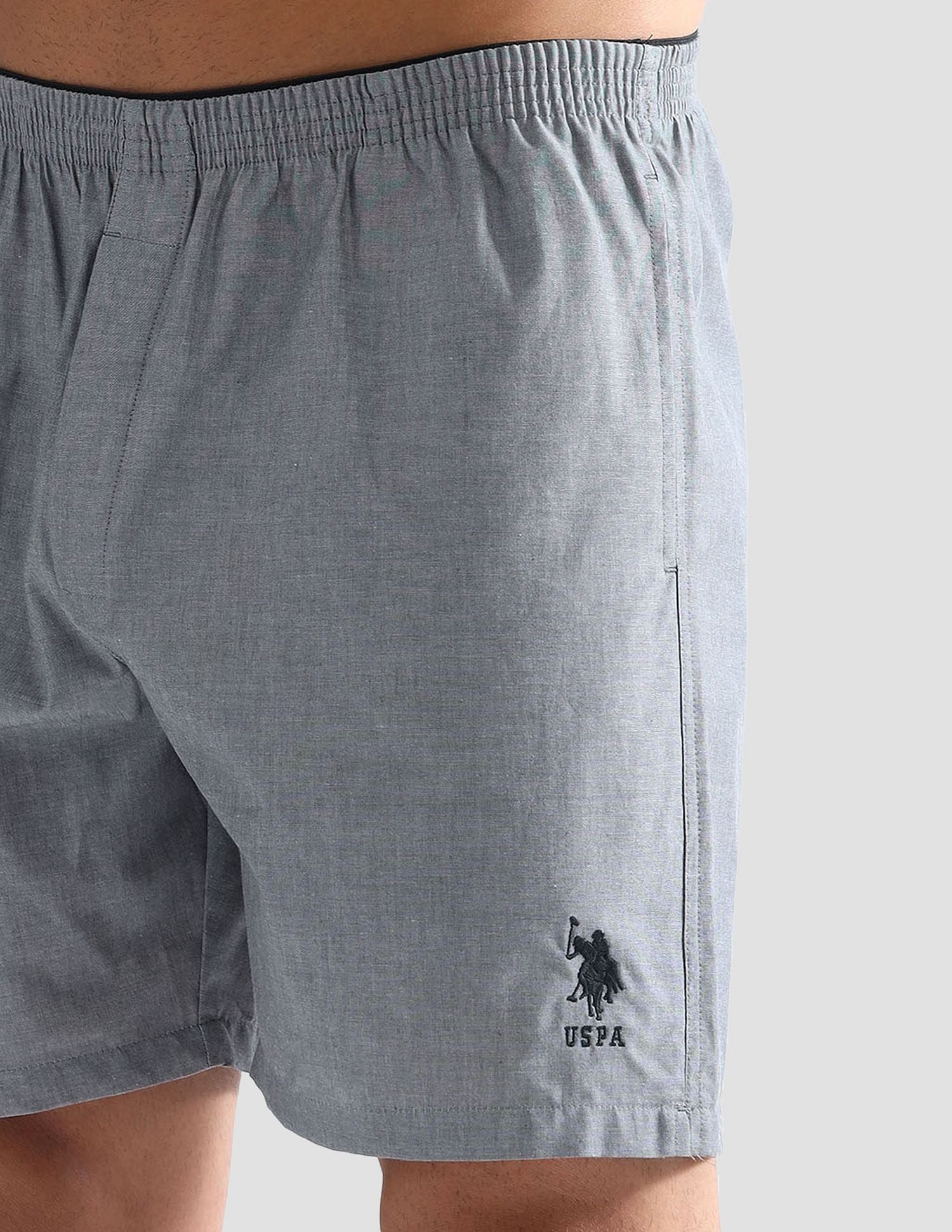 Pure Cotton EX003  Boxer Shorts - Pack of 1 Black Chambray - U.S. POLO ASSN. | Large