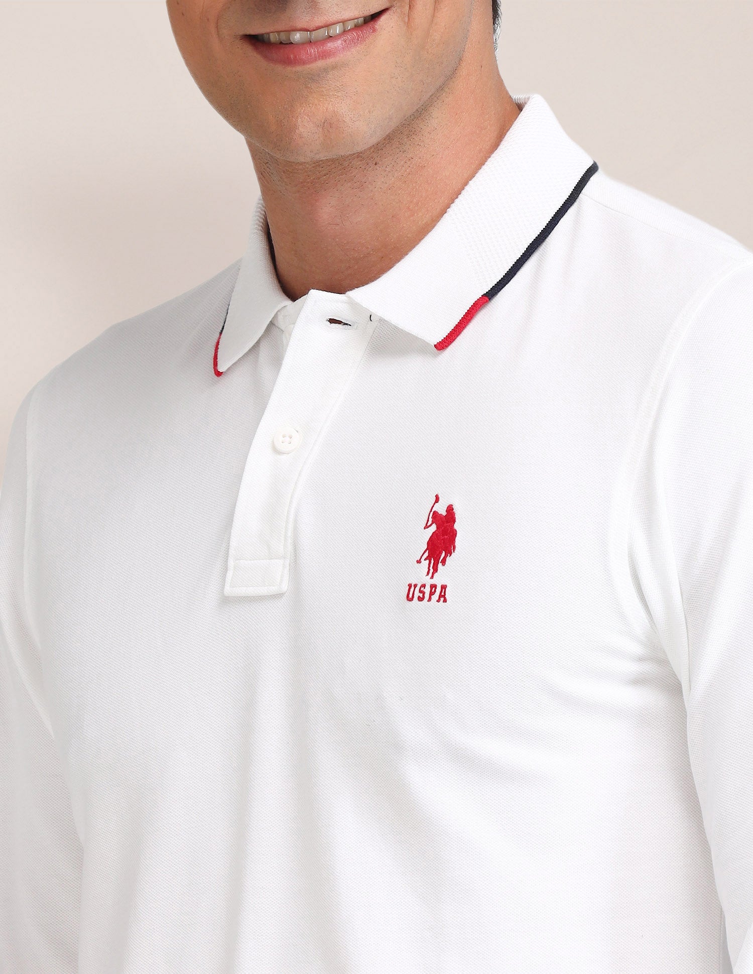 Solid Pattern Slim Fit Polo Shirt White - U.S. POLO ASSN. | Large