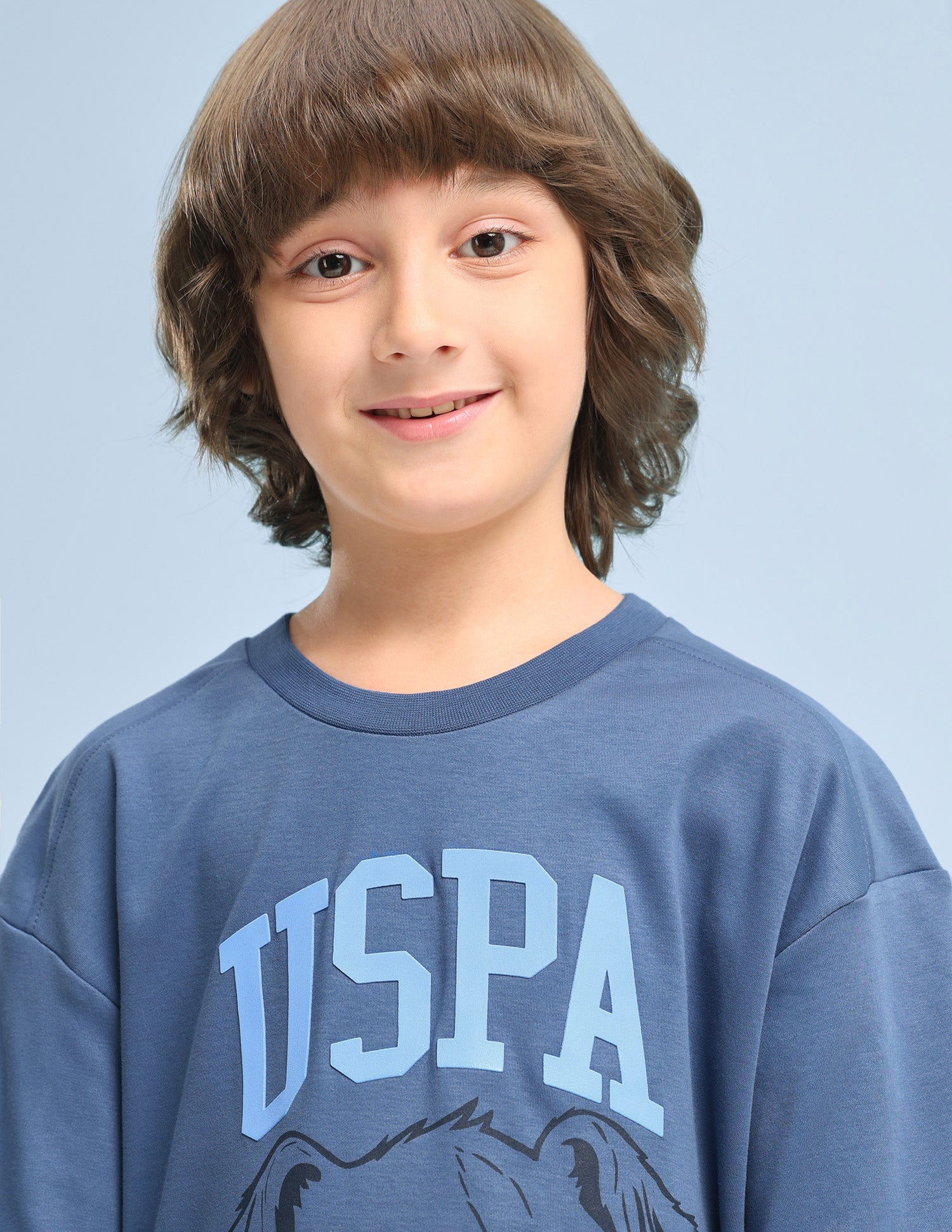 Graphic Brand Printed Oversized Fit T-Shirt Blue - U.S. Polo Assn. India | Large