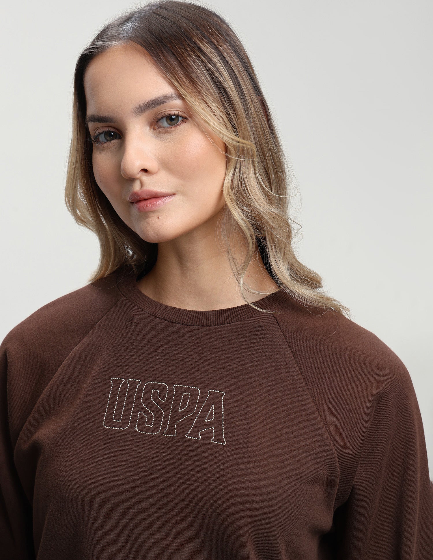 Brand Embroidered Regular Fit Sweatshirt Brown - U.S. Polo Assn. India | Large