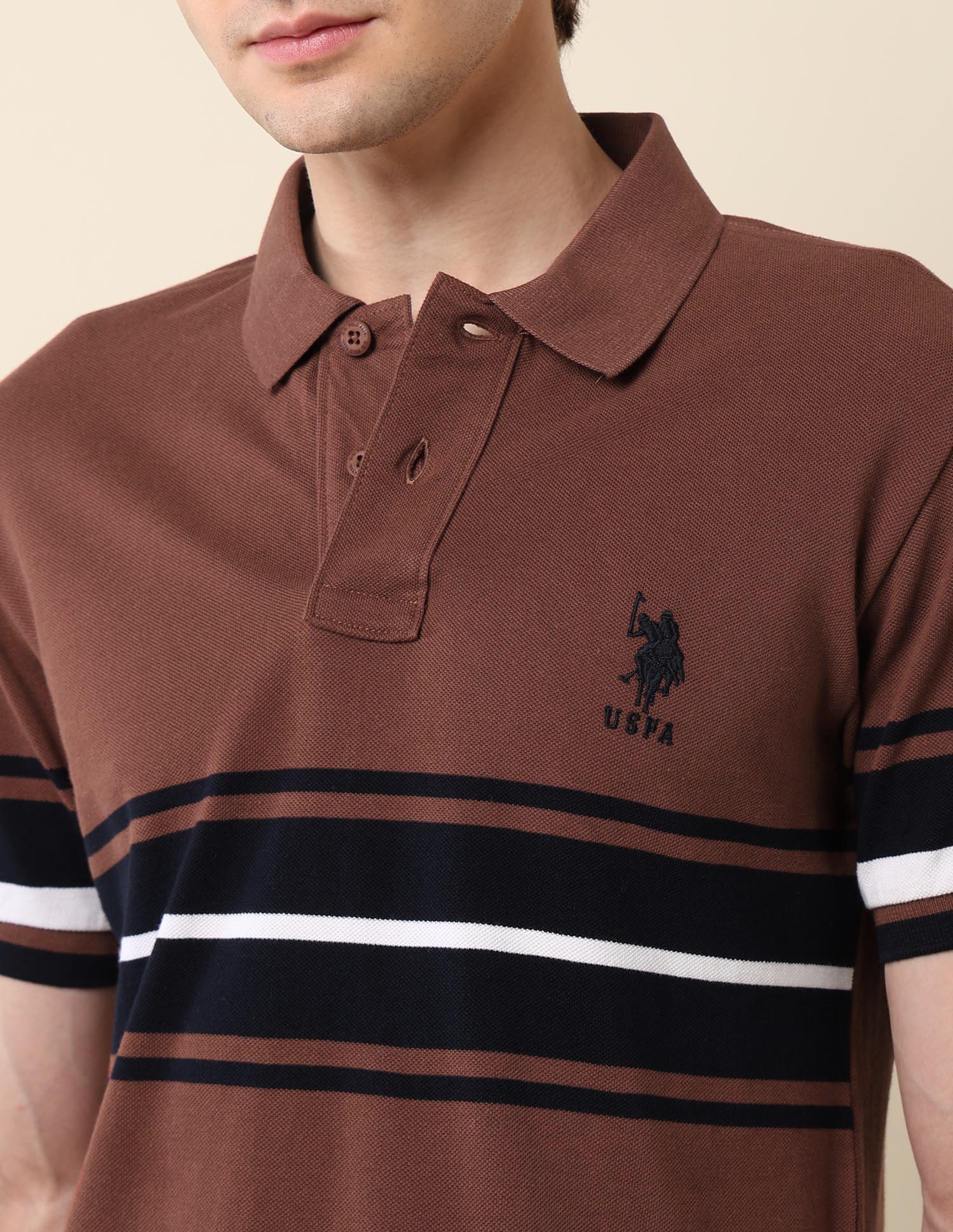 Colourblocked Classic Polo Shirt Light Brown - U.S. POLO ASSN. | Large