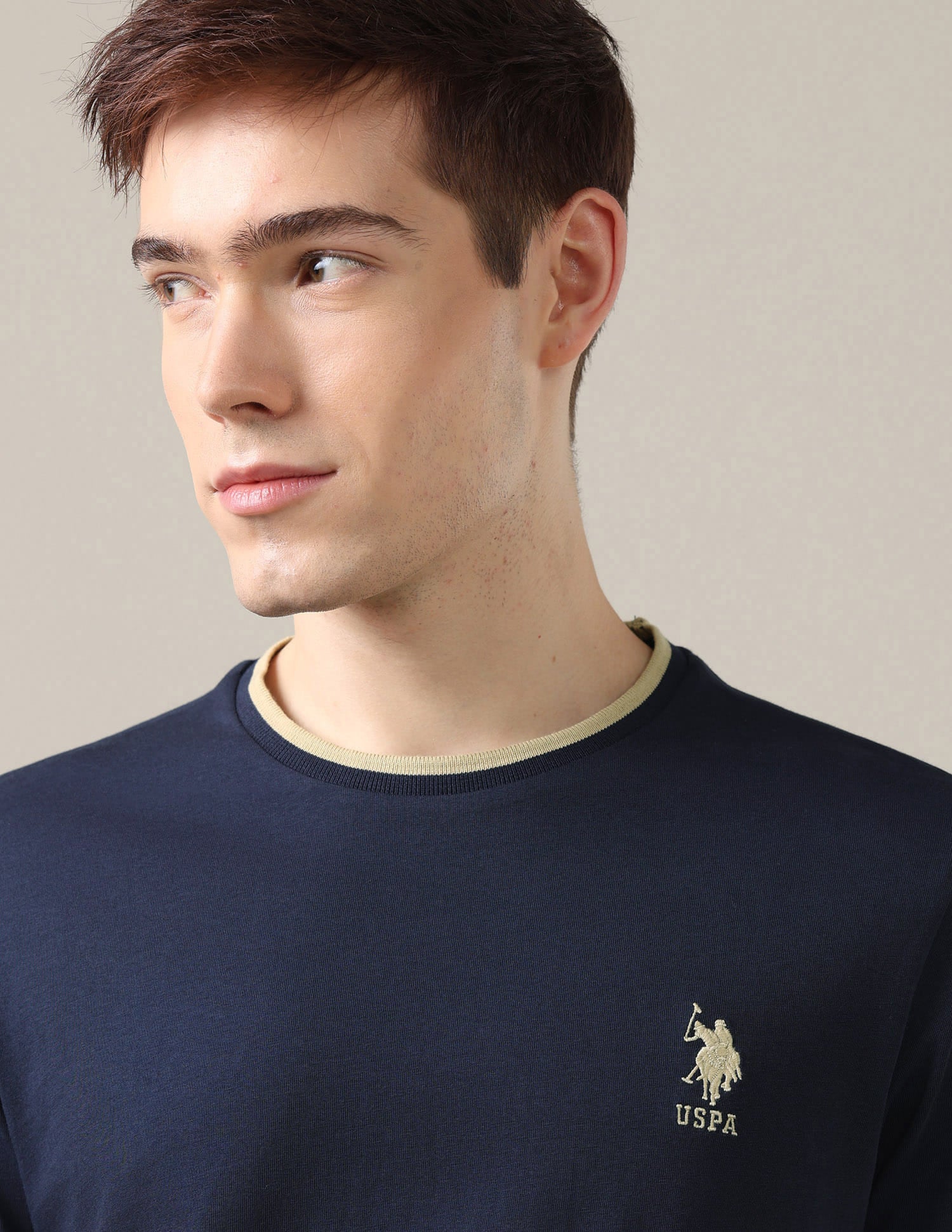 Solid Regular Fit T-Shirt Blue - U.S. Polo Assn. India | Large