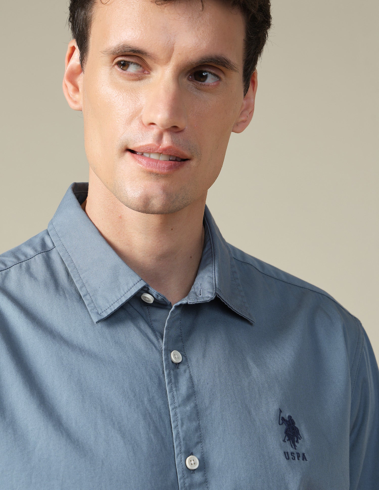 Twill Regular Fit Shirt Blue - U.S. Polo Assn. India | Large