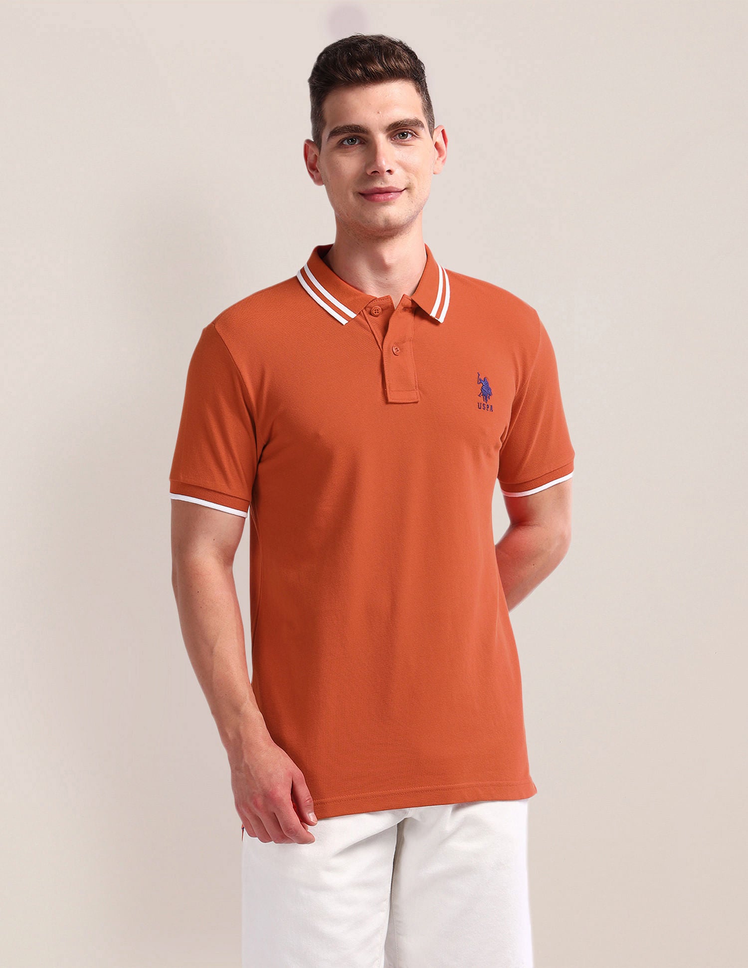 Solid Slim Fit Polo Shirt Rust - U.S. Polo Assn. India | Large