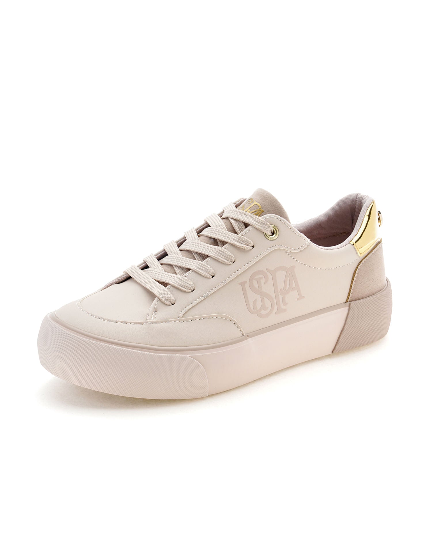 U.S. Polo Assn. Women Lydia 3.0 Round Toe Lace-Ups Sneakers Nude - U.S. POLO ASSN. | Large