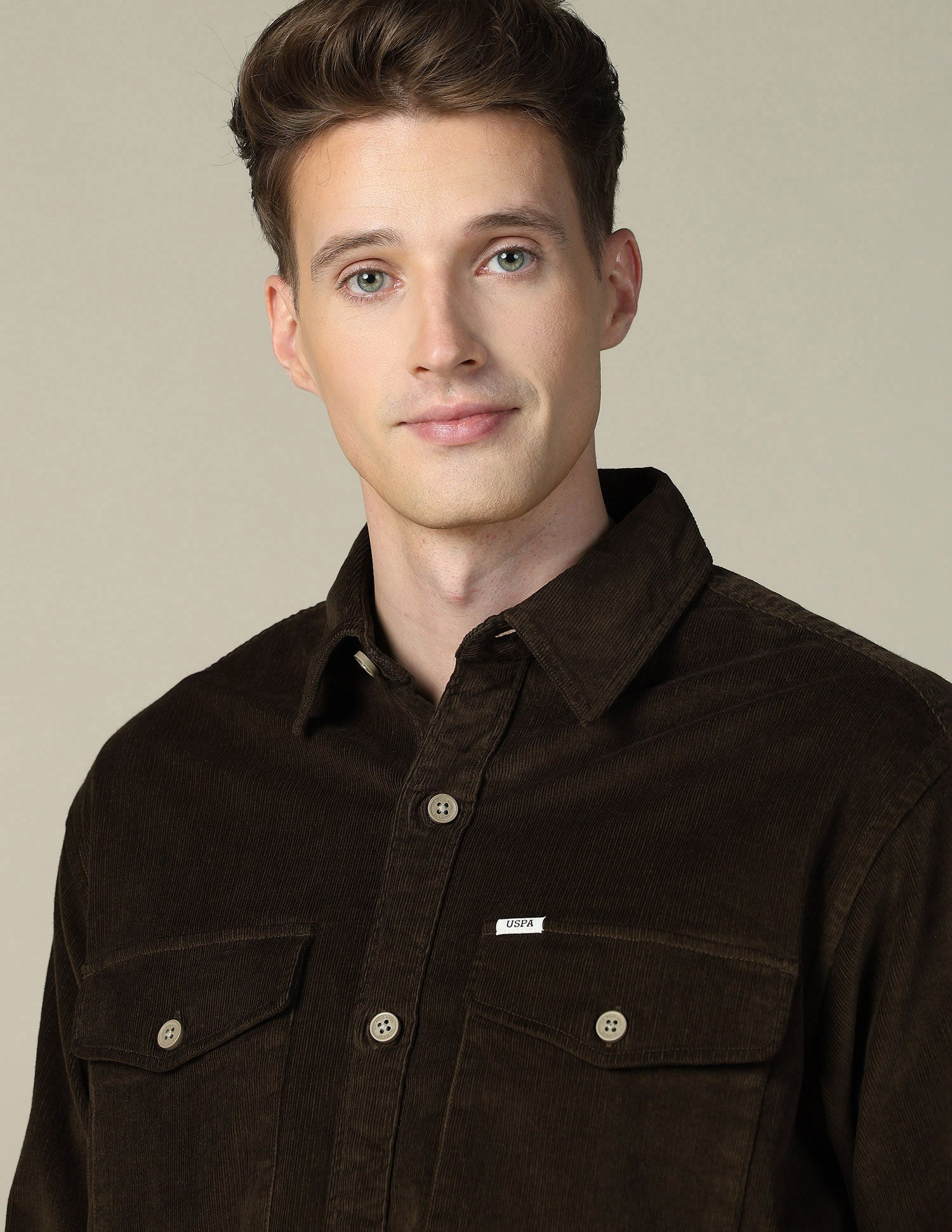 Corduroy Regular Fit Shacket Dark Brown - U.S. POLO ASSN. | Large
