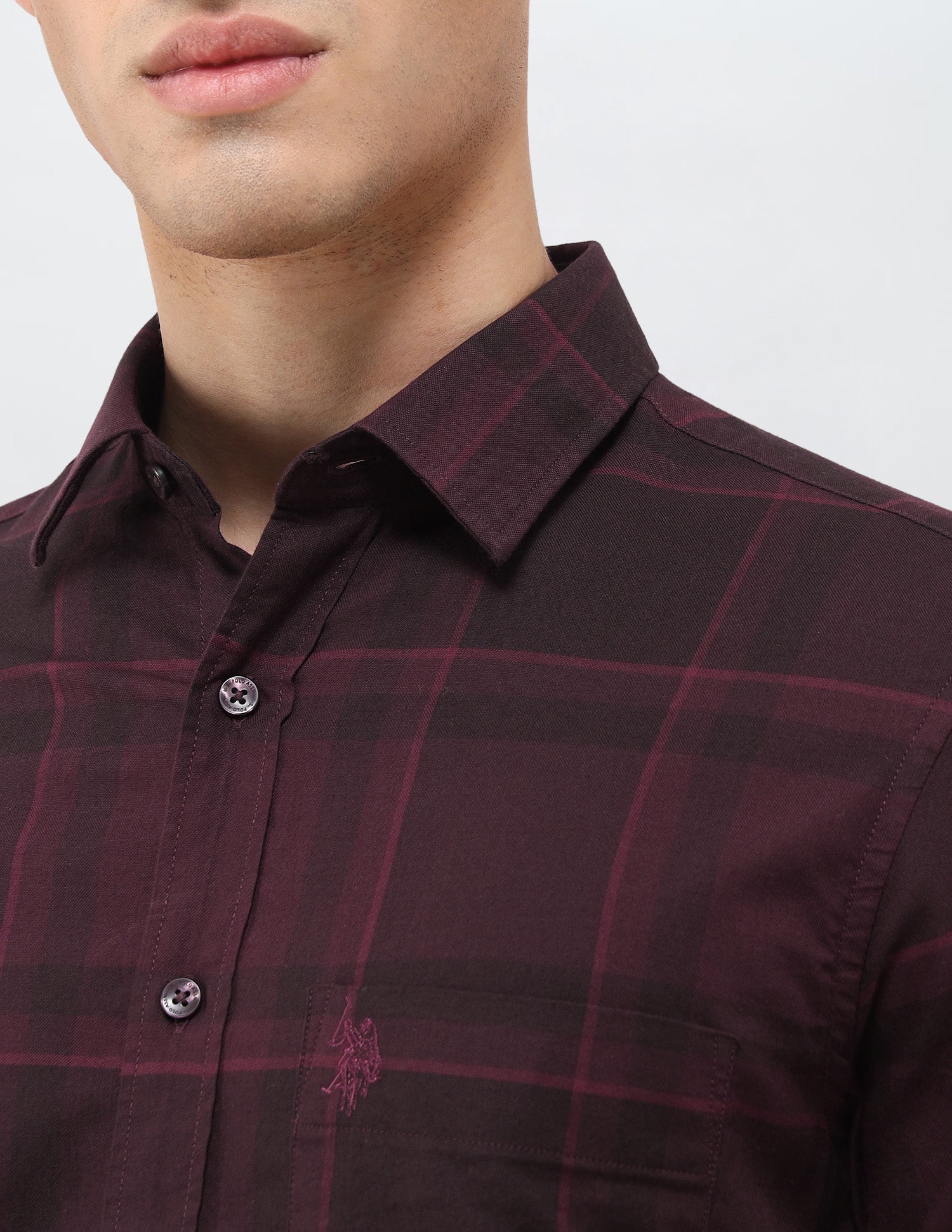 Tartan Checked Regular Fit Shirt Maroon - U.S. Polo Assn. India | Large