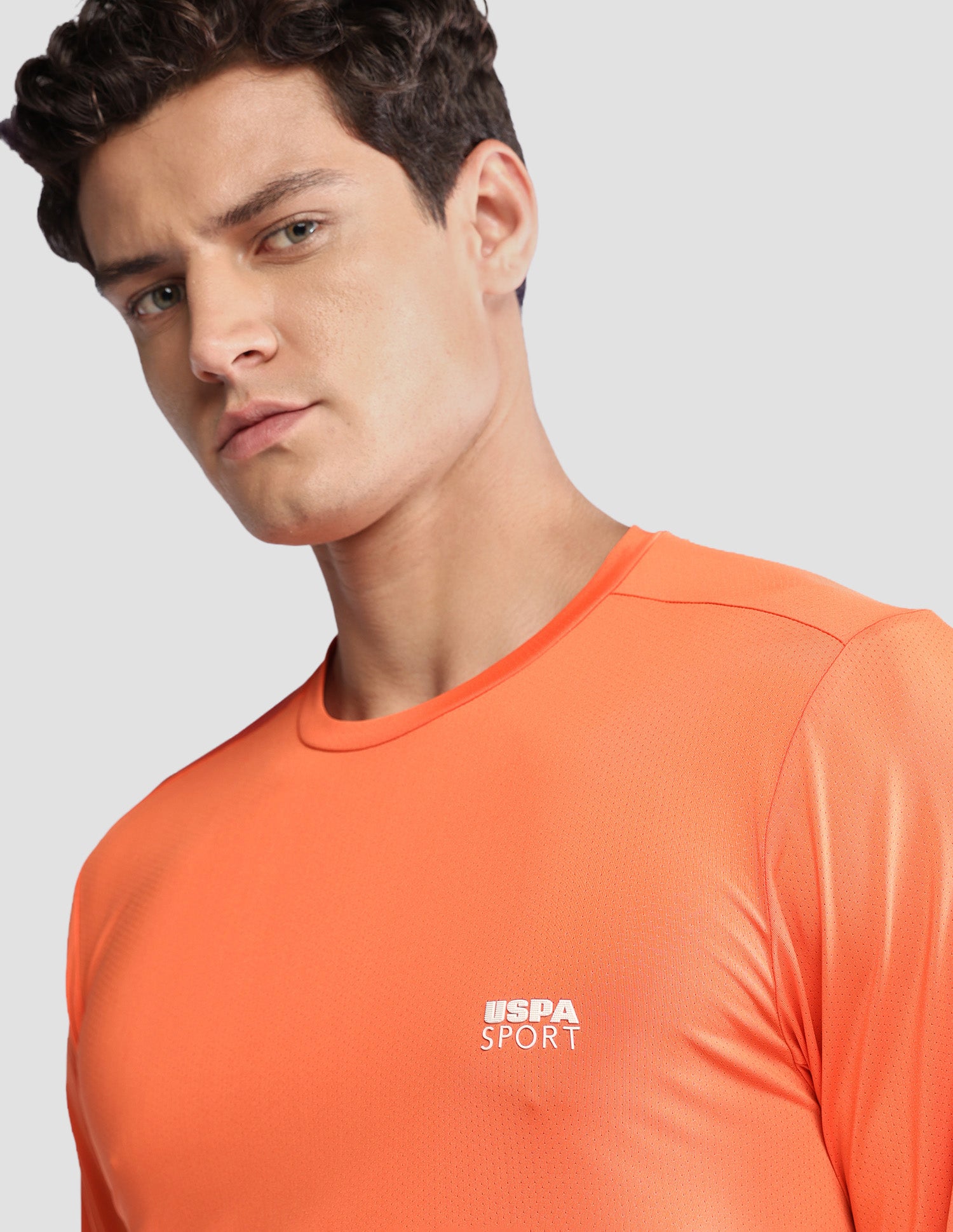 Solid Regular Fit Active T-Shirt Orange - U.S. Polo Assn. India | Large