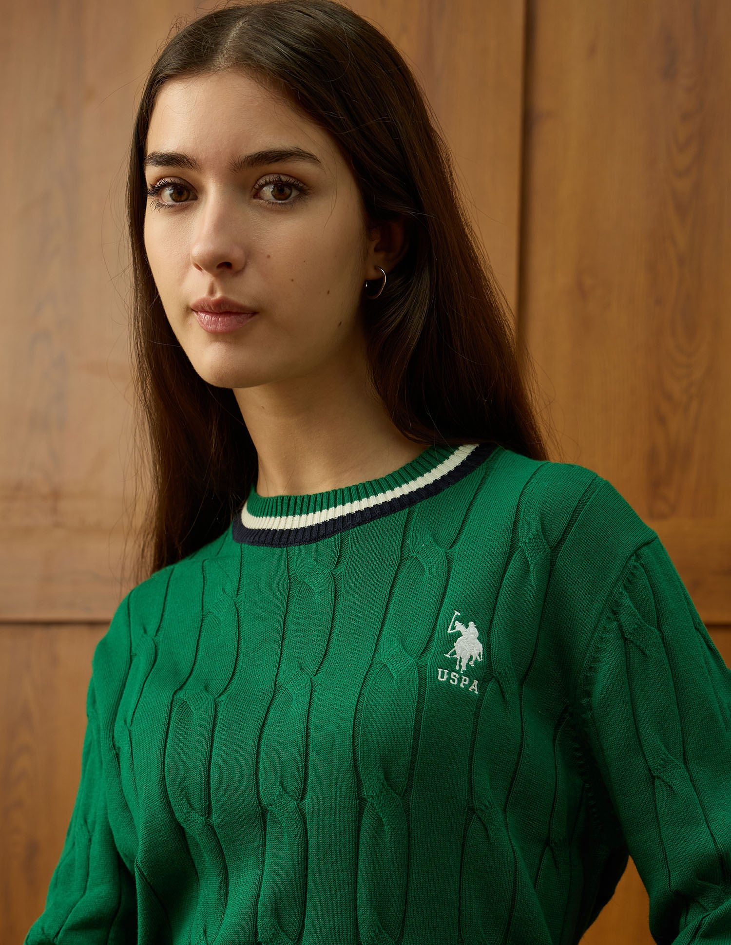 Textured Relaxed Fit Sweater Green - U.S. POLO ASSN. | Large