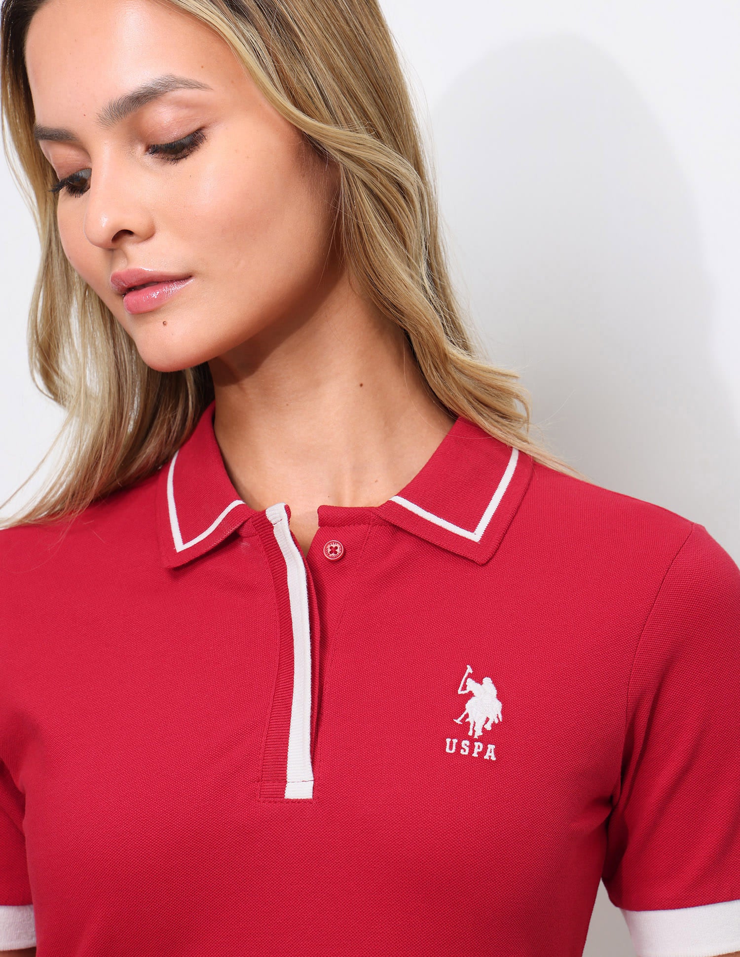 Solid Regular Fit Tipped collar Polo shirt Red - U.S. Polo Assn. India | Large