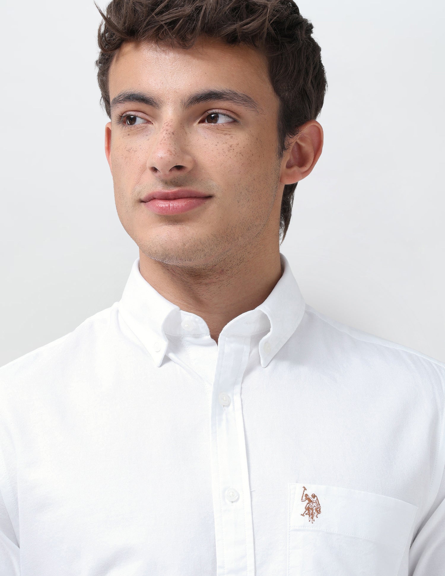 Tailored Fit Oxford Button Down Shirt White - U.S. Polo Assn. India | Large