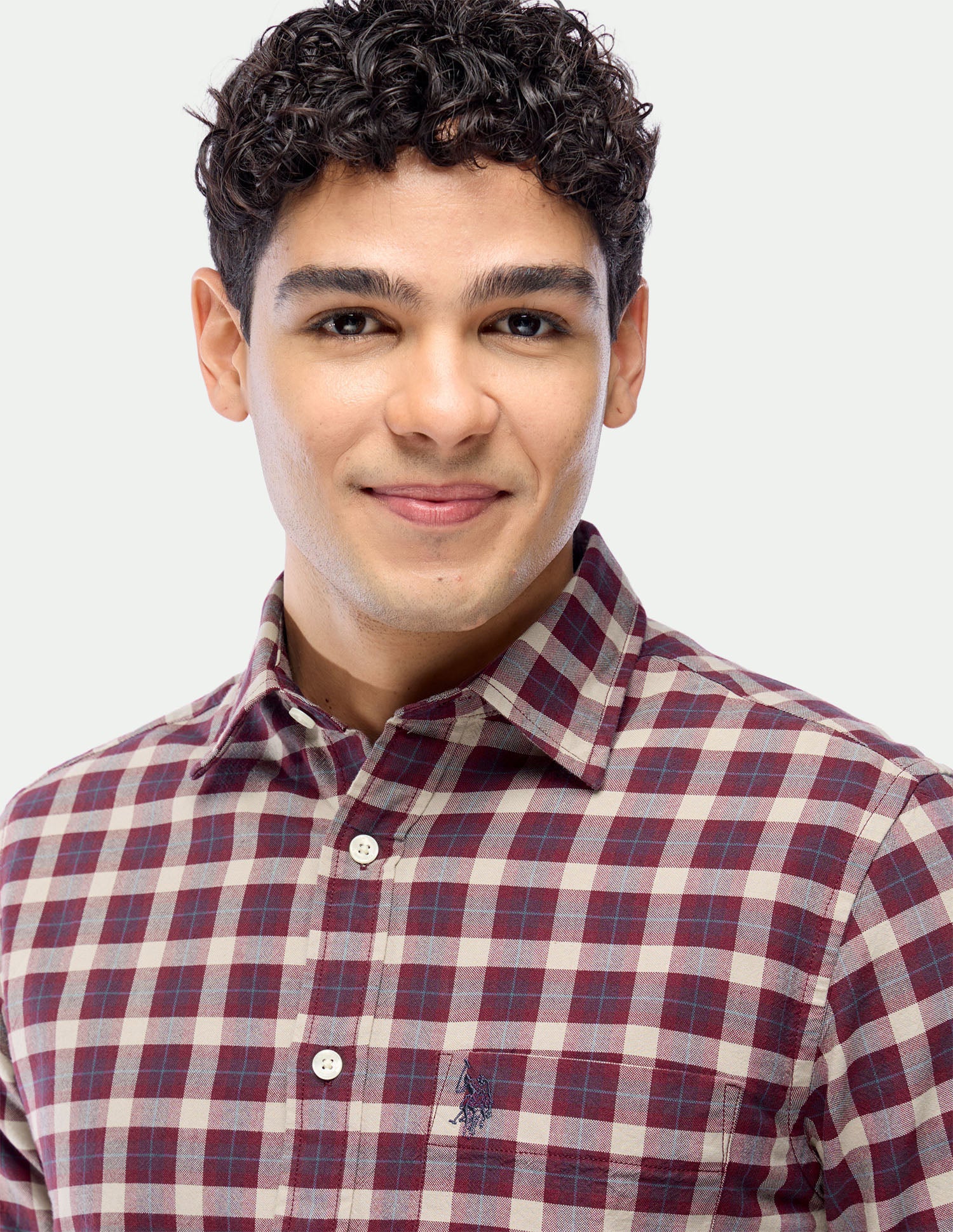 Tartan Checked Tailored Fit Shirt Maroon - U.S. Polo Assn. India | Large