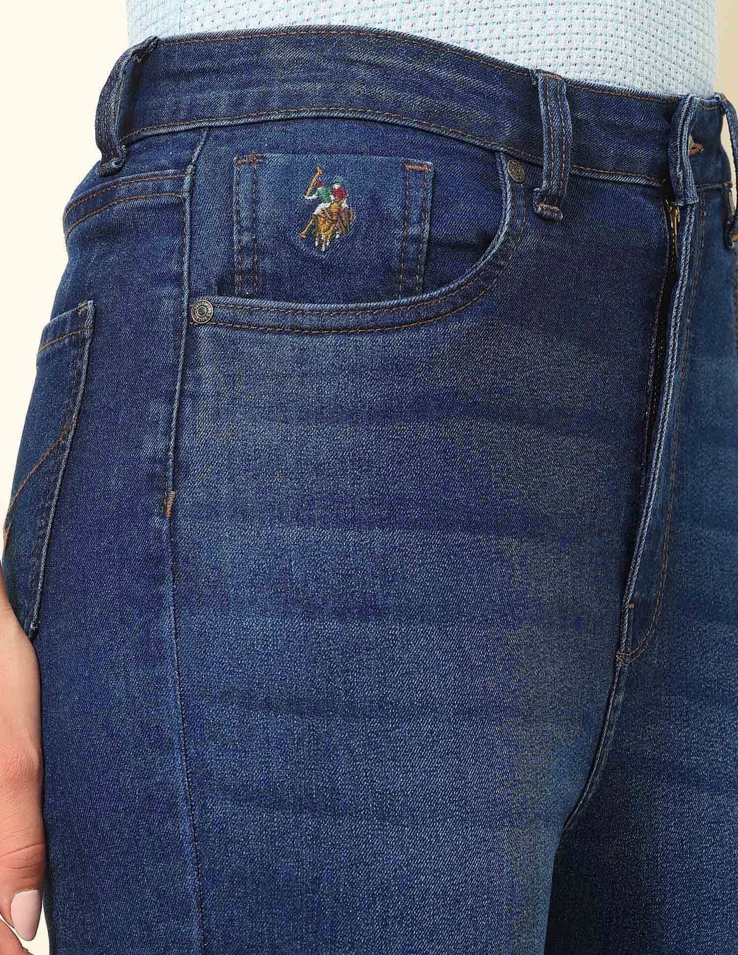 Ultra-High Rise Flared Fit Jeans Dark Blue - U.S. POLO ASSN. | Large