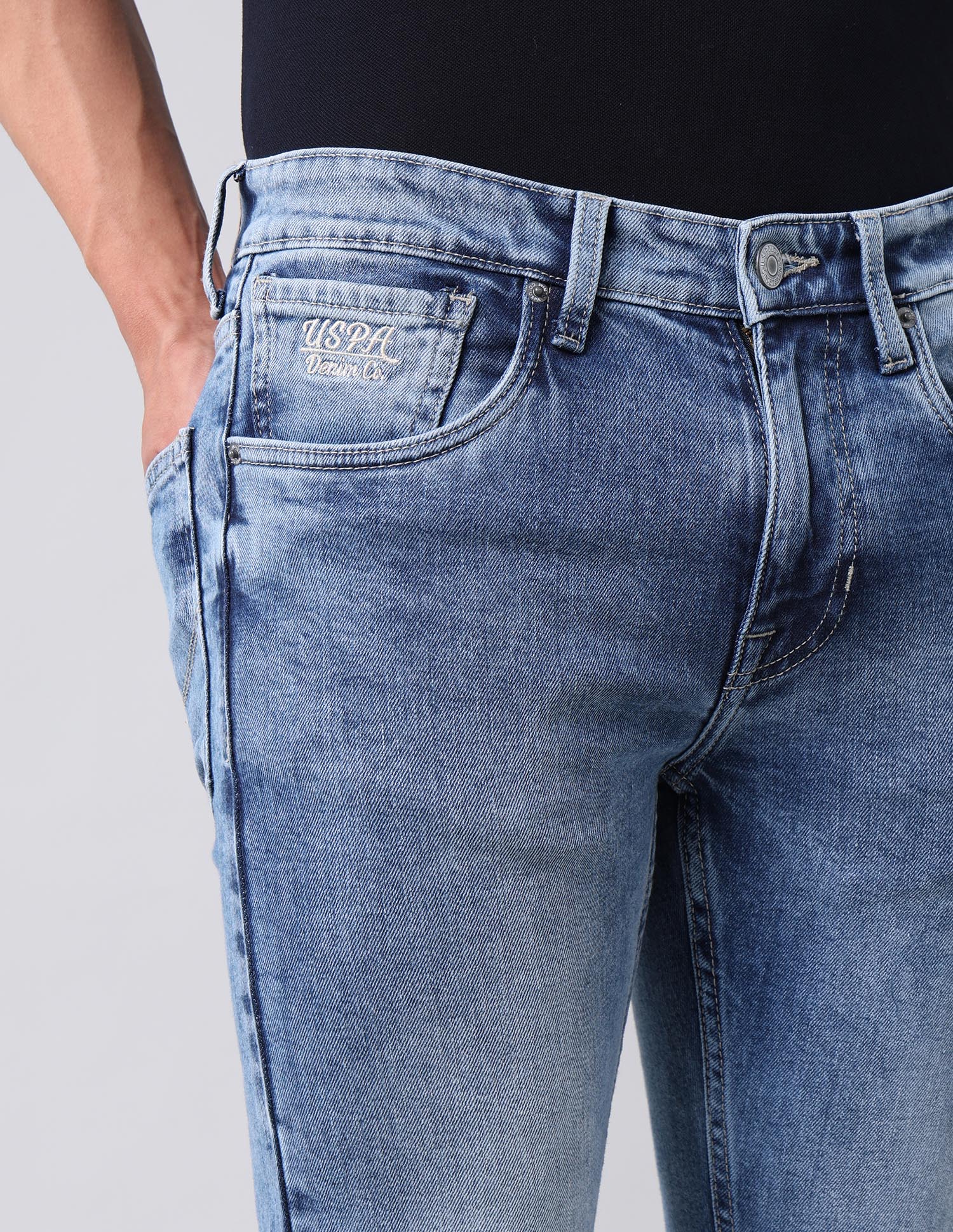 Regallo Skinny Fit Blue Jeans Light Wash - U.S. Polo Assn. India | Large