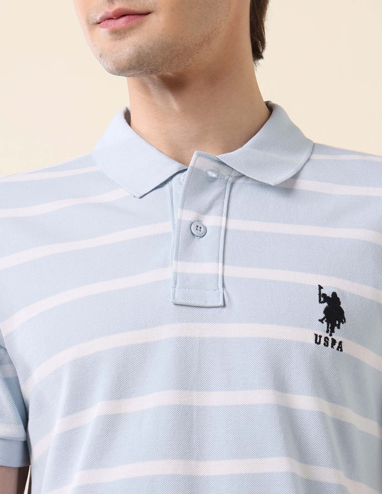 Horizontal Striped Classic Polo Shirt Light Blue - U.S. POLO ASSN. | Large