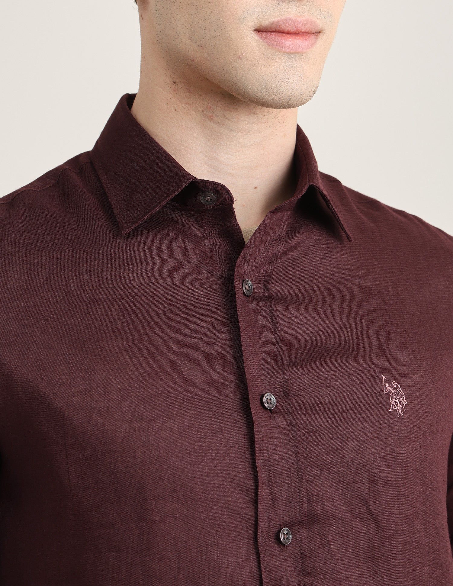 Solid Regular Fit Shirt Maroon - U.S. Polo Assn. India | Large