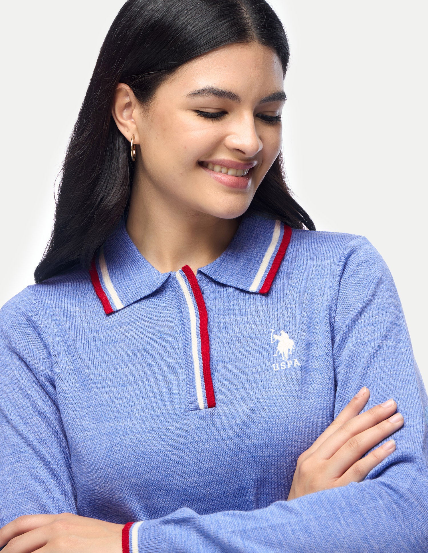 Heathered Regular Fit Sweater Light Indigo - U.S. Polo Assn. India | Large